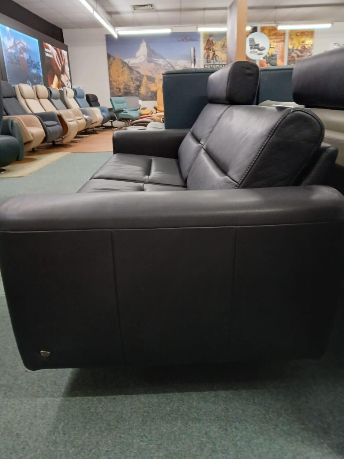 Stressless - Sofa Stella L Leder Noblesse Black Schwarz Fuß Kufe Stahl Schwarz Breite Armlehnen Ohne Kopfstützen - 2