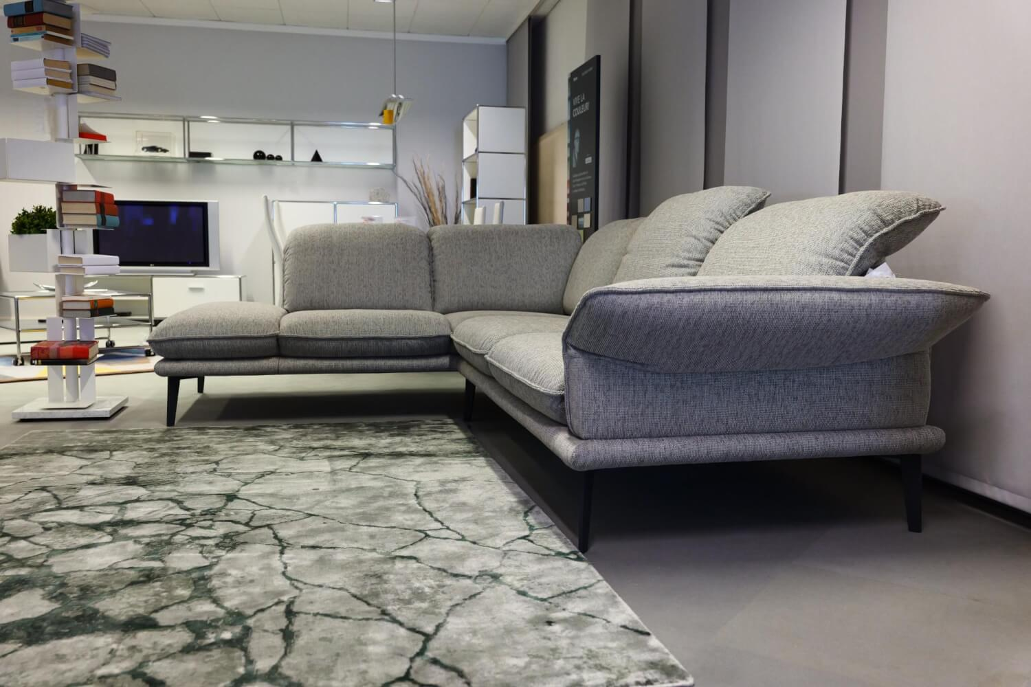 W. Schillig - Ecksofa Sherry Stoff W60 21 Silver Grau Fuß Metall FP6 M95 Anthrazit Mit Kopfstützenverstellung - 7
