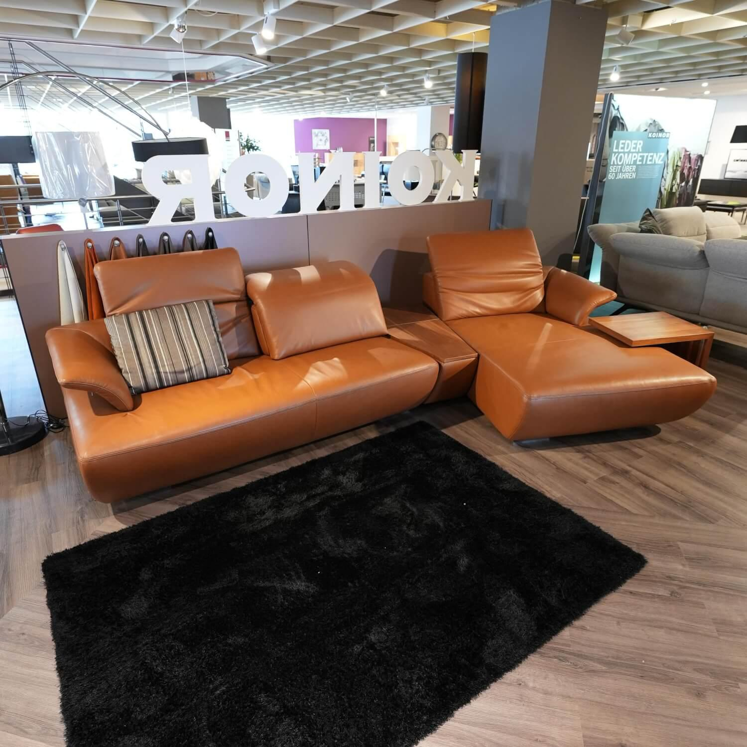 Koinor - Ecksofa Avanti Leder C Classic Cognac Braun Inklusive Hockerbank Und Winkeltisch - 4