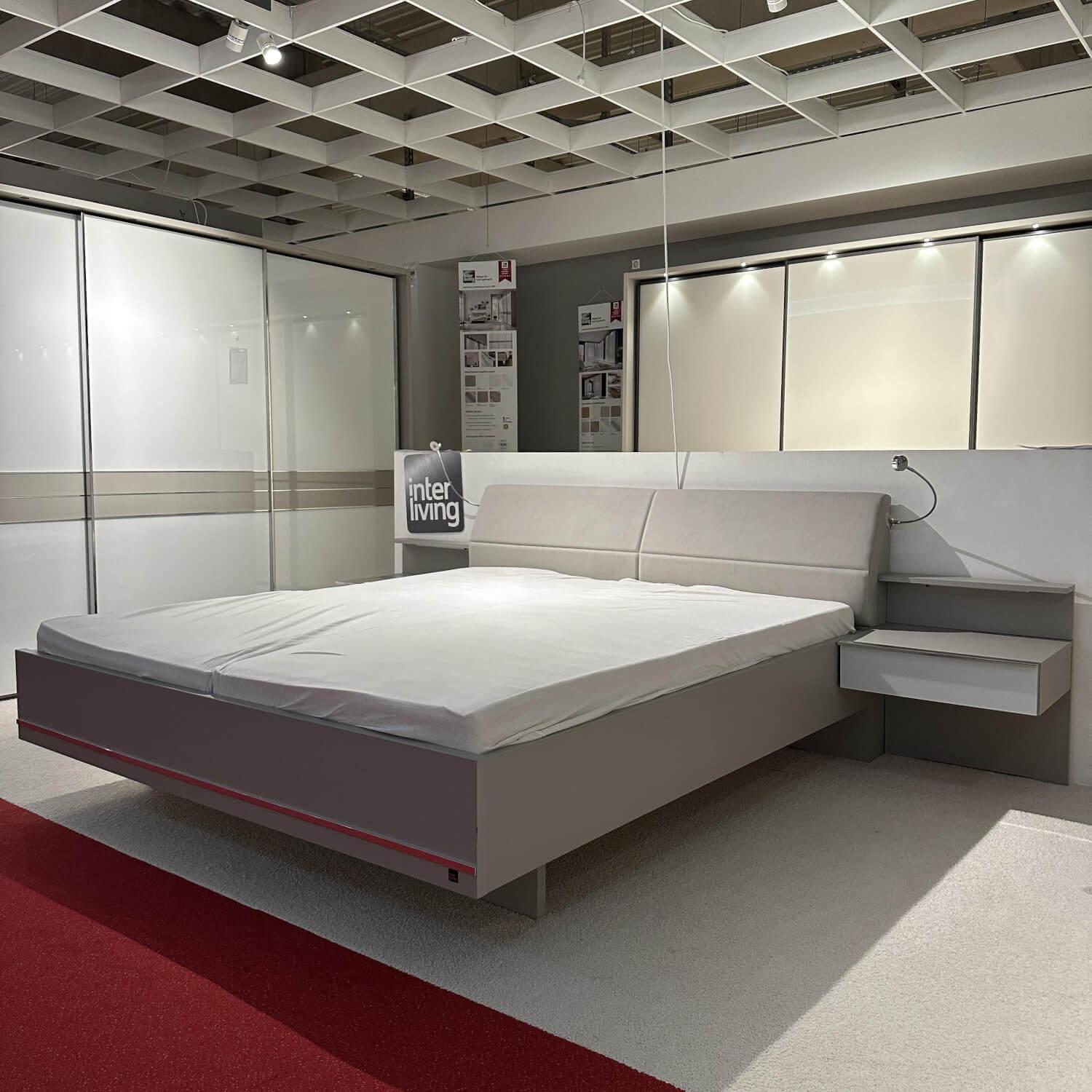 Wiemann - Schlafzimmer IL 1009 Dekor Kieselgrau Glas Weiss Nachtkommoden Schrank Bett Ohne Matratzen Und Lattenrost - 5