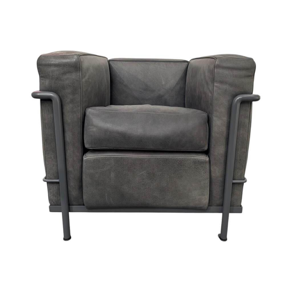 Cassina - Sessel LC2 Cl Edition Leder Victoria Anthrazit Gestell Metall 13Z353 Grau Matt Lackiert - 1