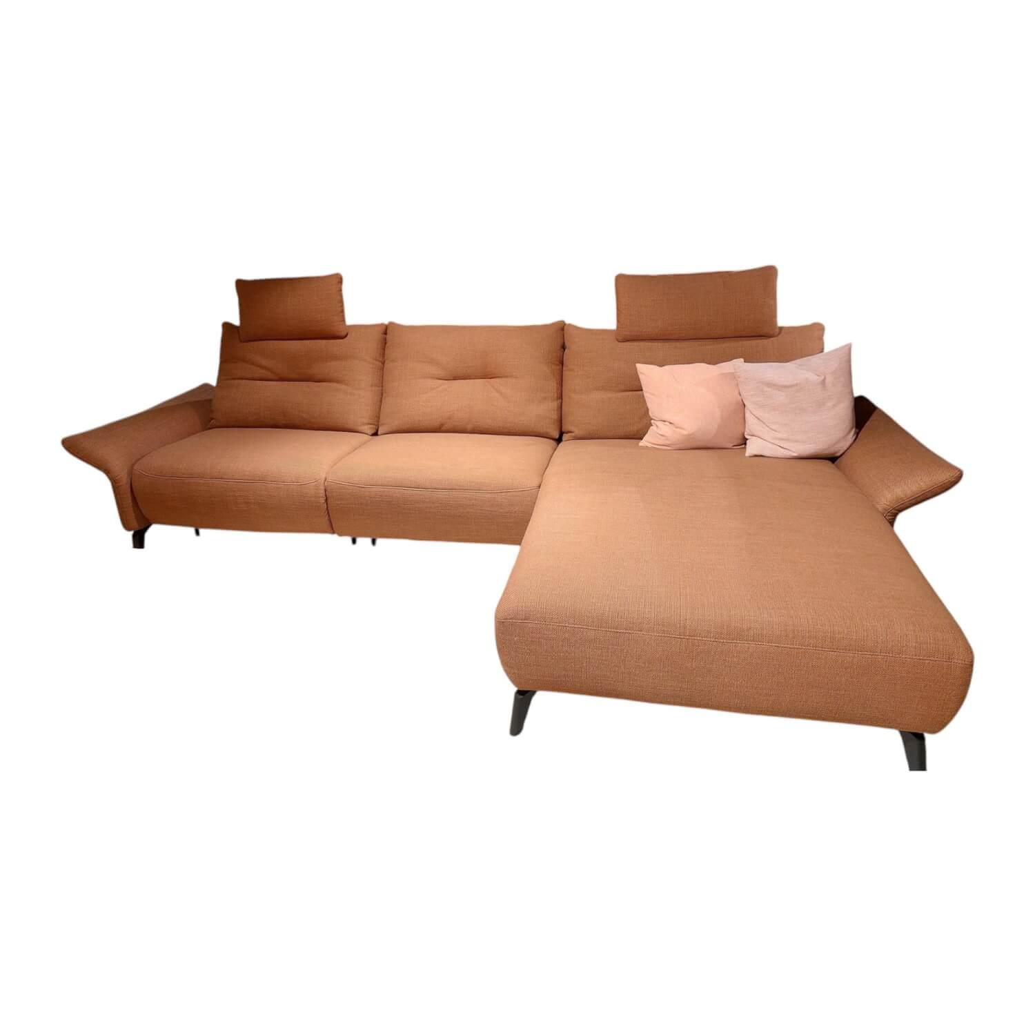 Global - Ecksofa Bahia Stoff GFI154/08 Kupfer Füße Metall Schwarz Mit Motorischer Relaxfunktion - 1