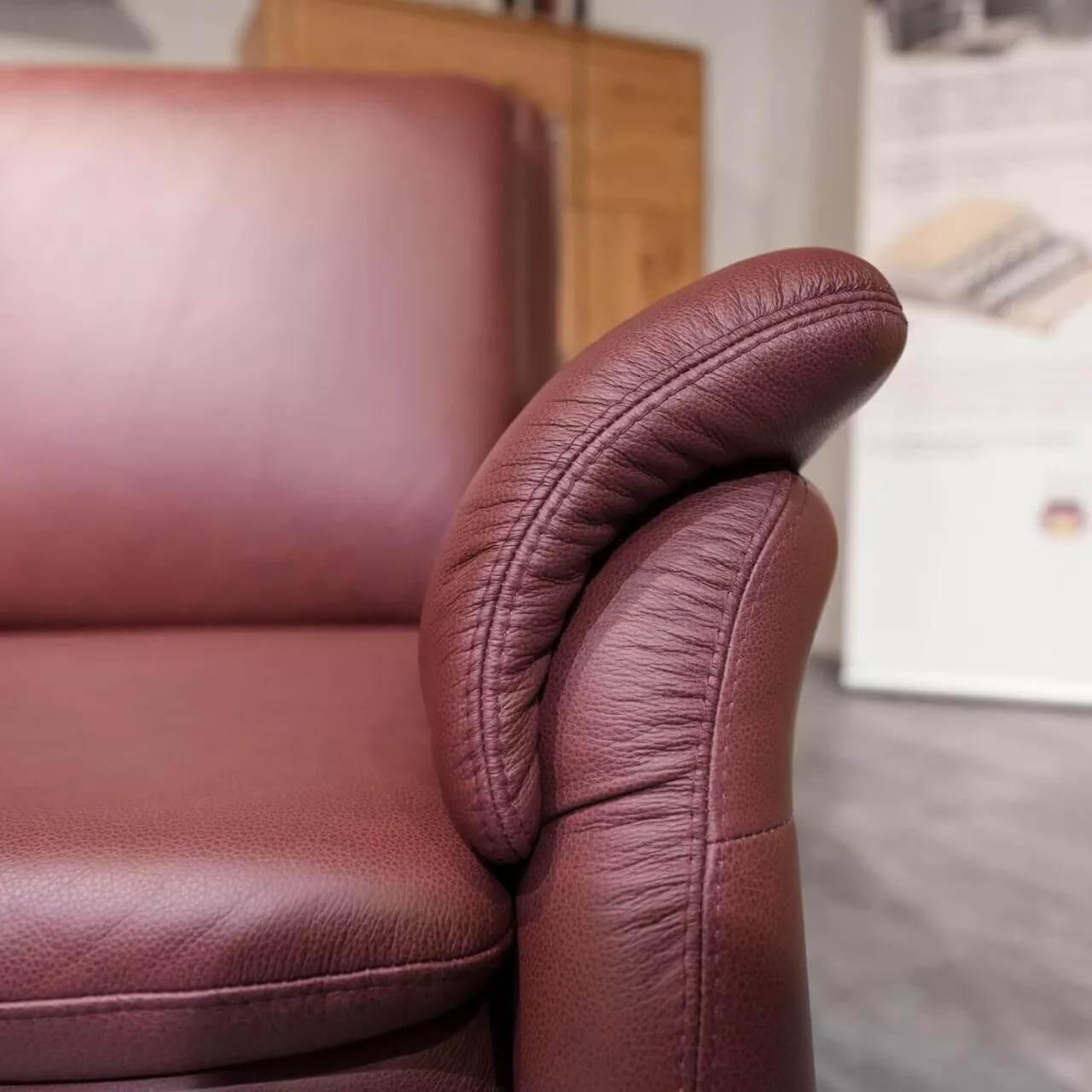Polstergruppe Well Leder Arcolife Impression U9410-161 Merlot Rot Füße Metall Verchromt Mit Verstellbarer Kopfstütze Ohne Sessel