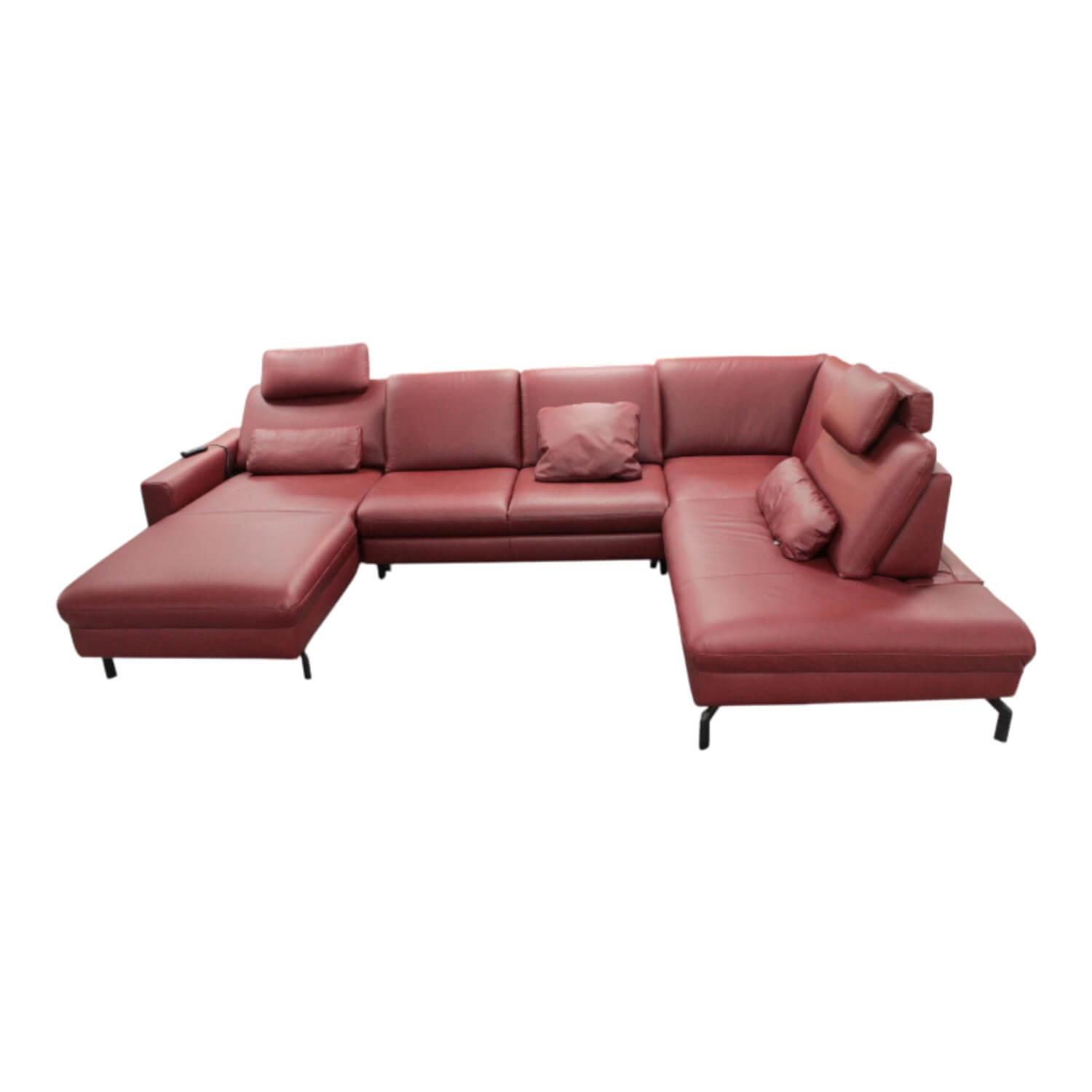 Polinova - Wohnlandschaft Leonore Leder Longlife 160 Vivre Barolo Rot - 1