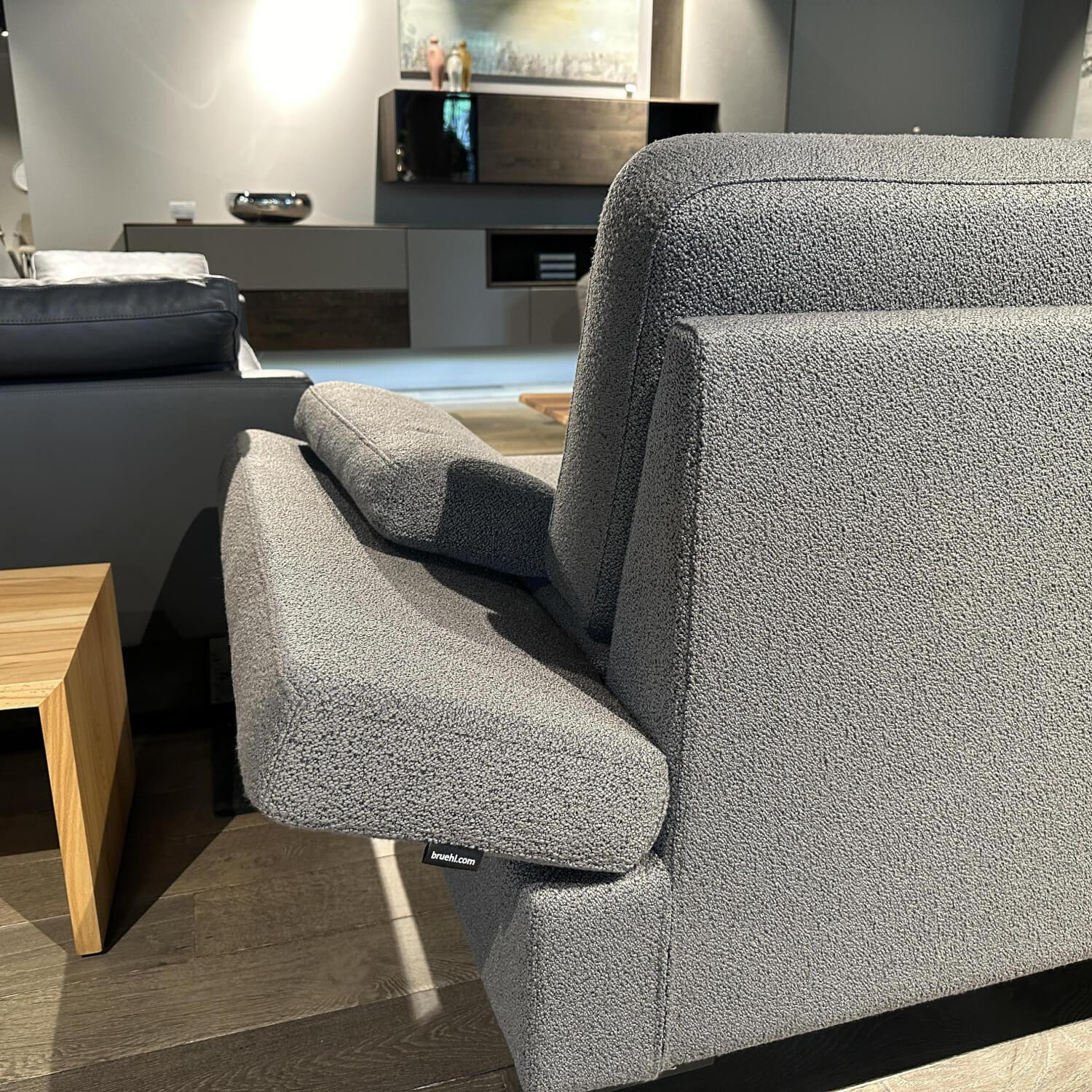 Brühl - Sofa Alba Stoff 5275 96 Grau Winkelfuß Schwarz Mit Klappbaren Armlehnen - 8