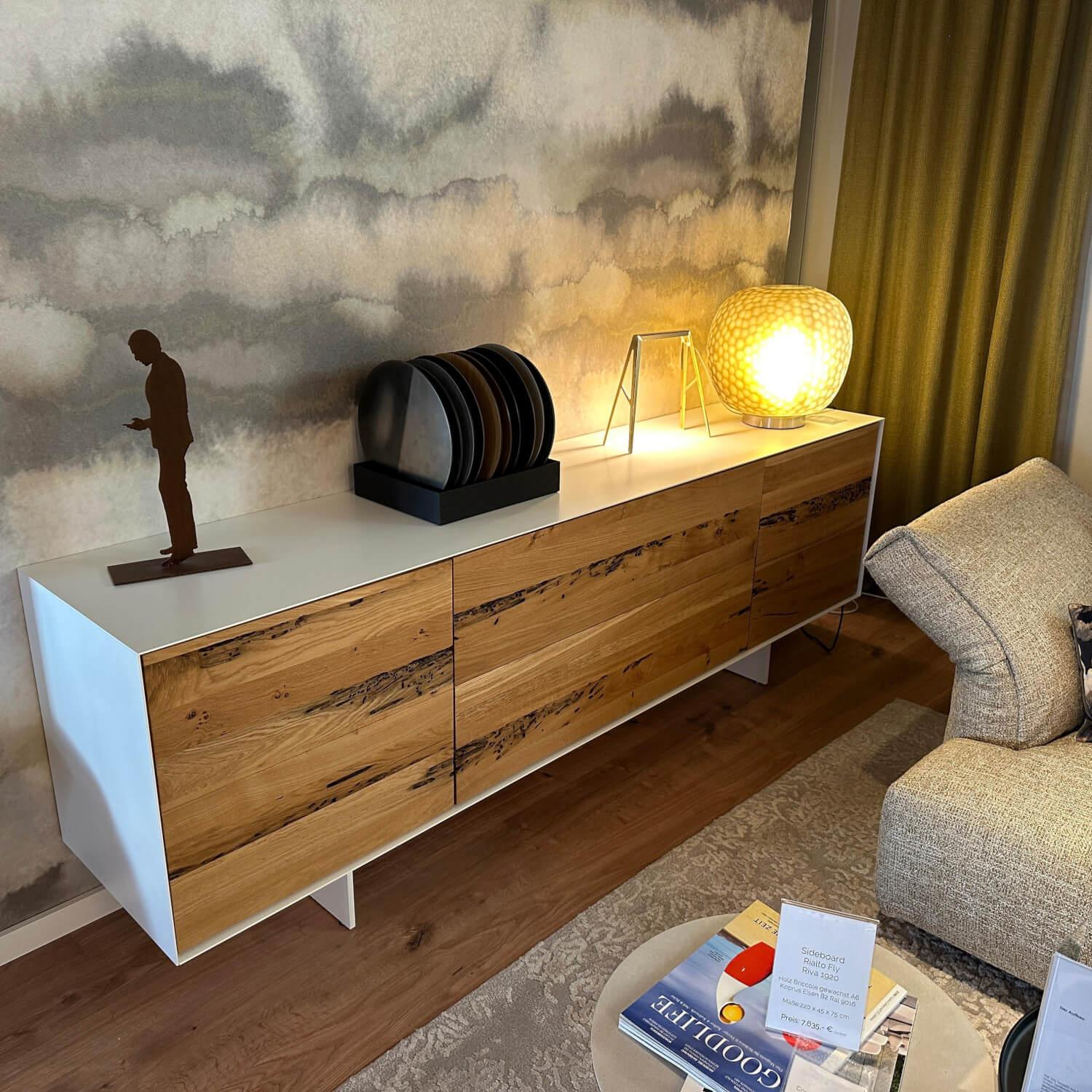 Riva1920 - Sideboard Rialto Fly Briccole Gewachst Korpus Eisen RAL9016 Verkehrsweiß - 7