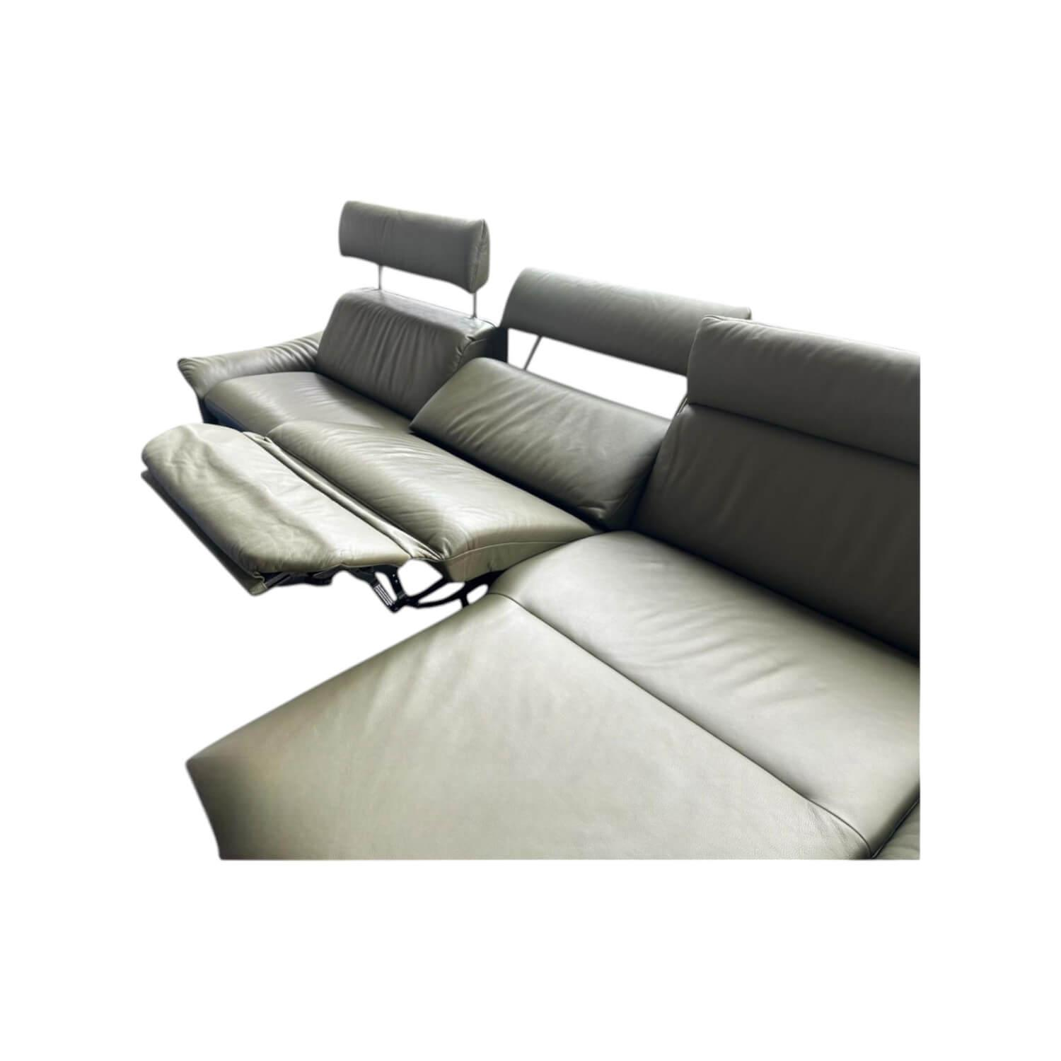 himolla - Ecksofa Velden 8372 Leder Longlife Rustika 24 Zypres Grün Füße Metall Anthrazit - 10