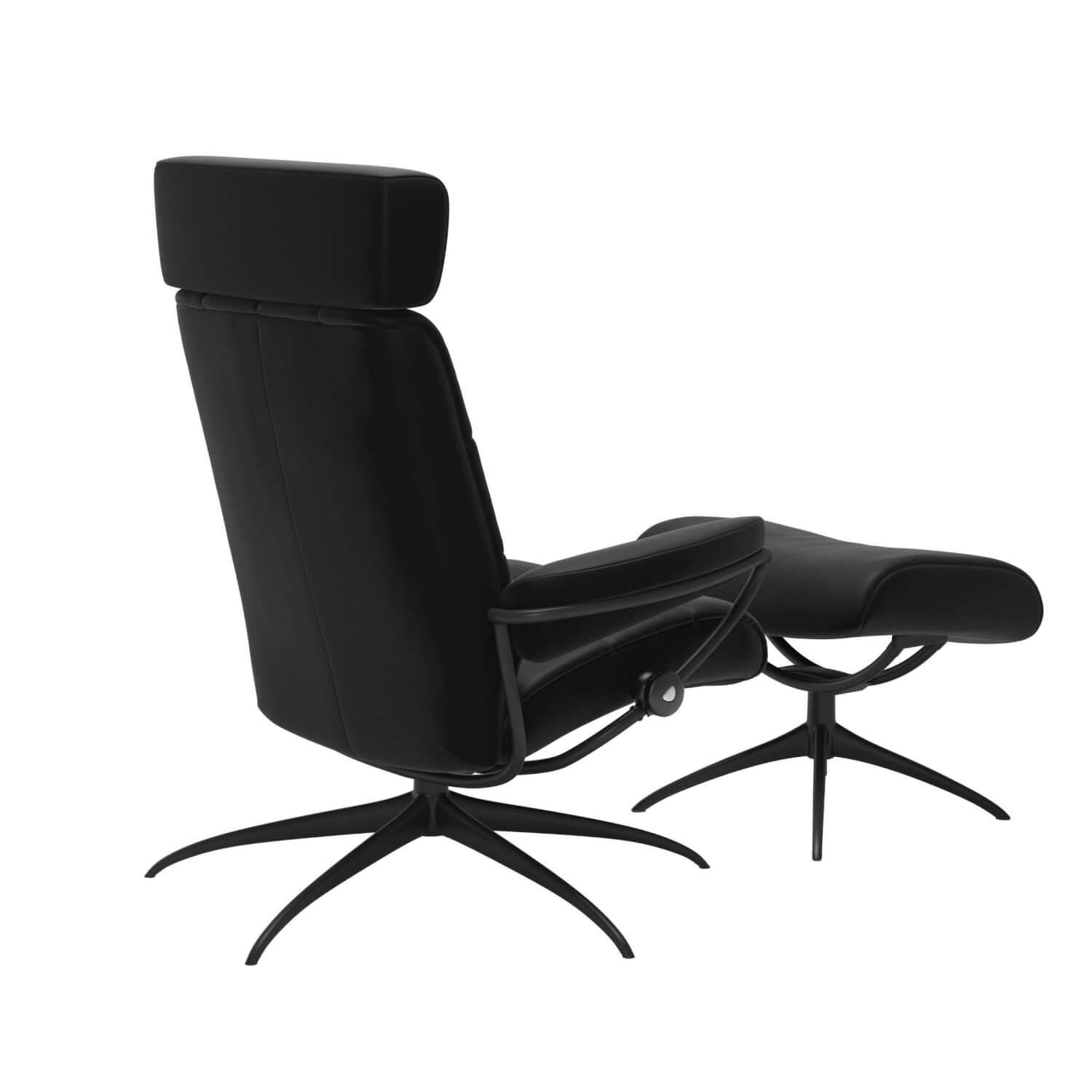 Stressless - Sessel London M Leder Paloma Black Schwarz Gestell Star Aluminium Matt Schwarz Mit Hocker - 4