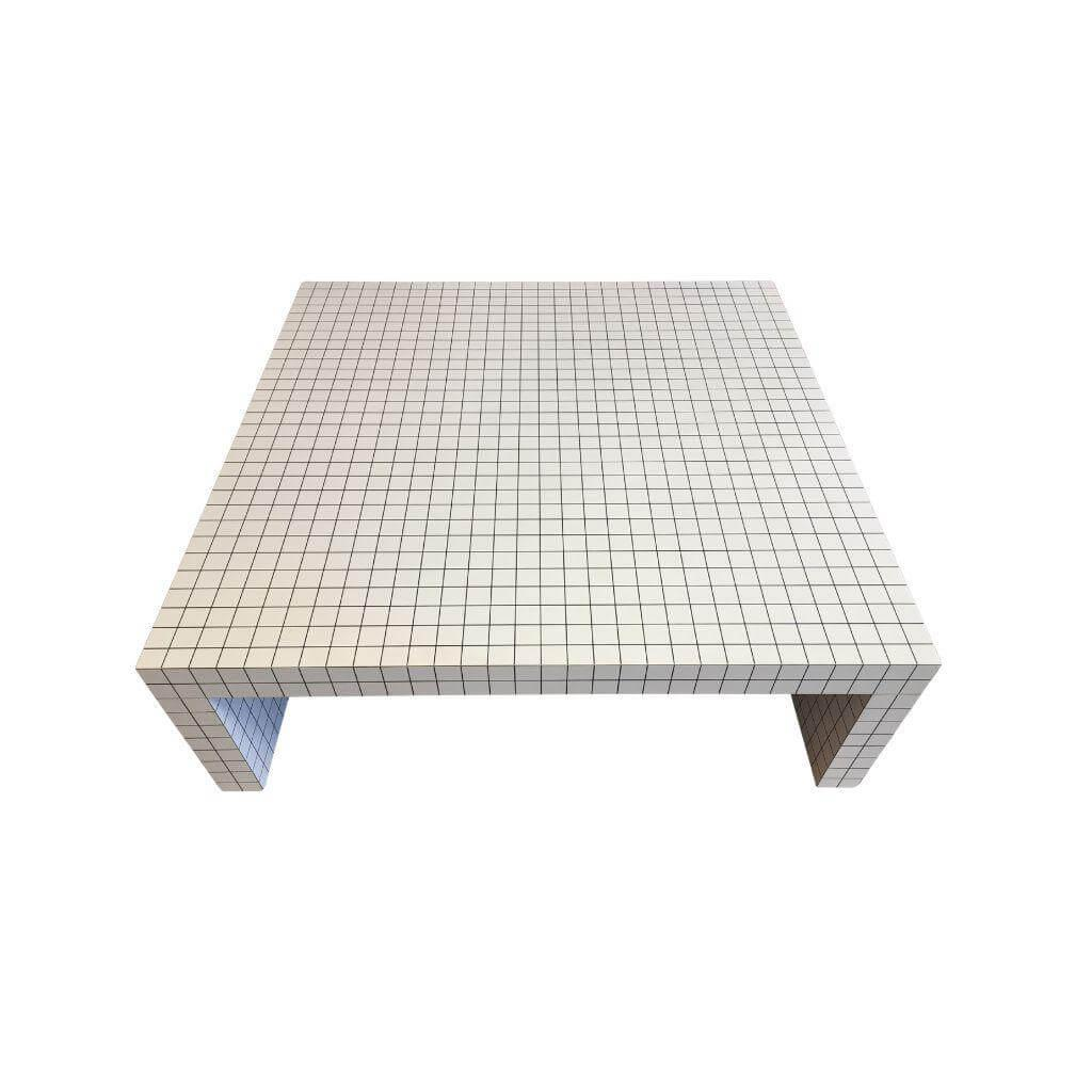 Zanotta - Couchtisch Quaderna 656 Digitaldruck Kariert Sperrholz Kunststofflaminat Weiß - 1