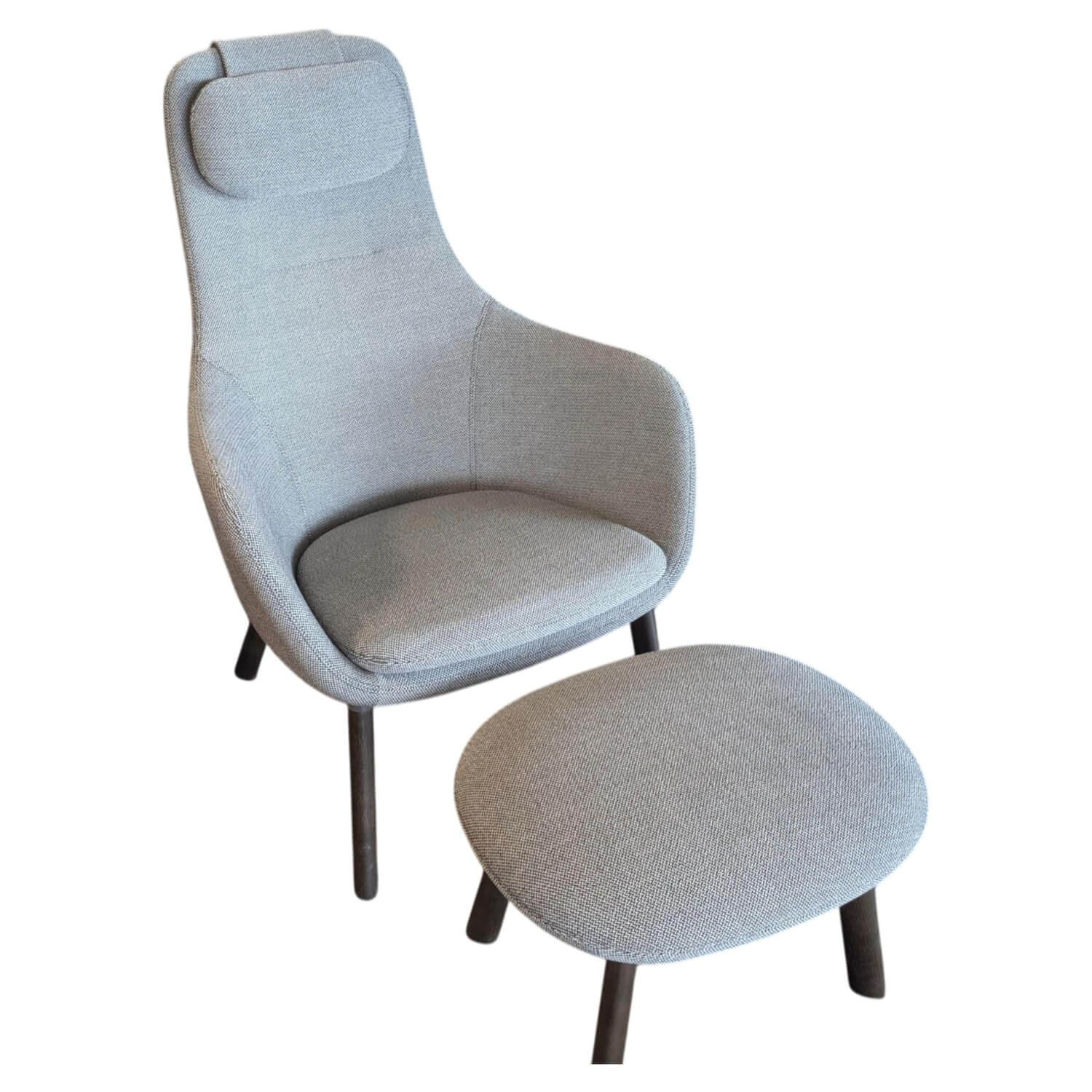 Vitra - Sessel HAL Lounge Chair Stoff Credo Salt n Pepper Grau mit Hocker - 1
