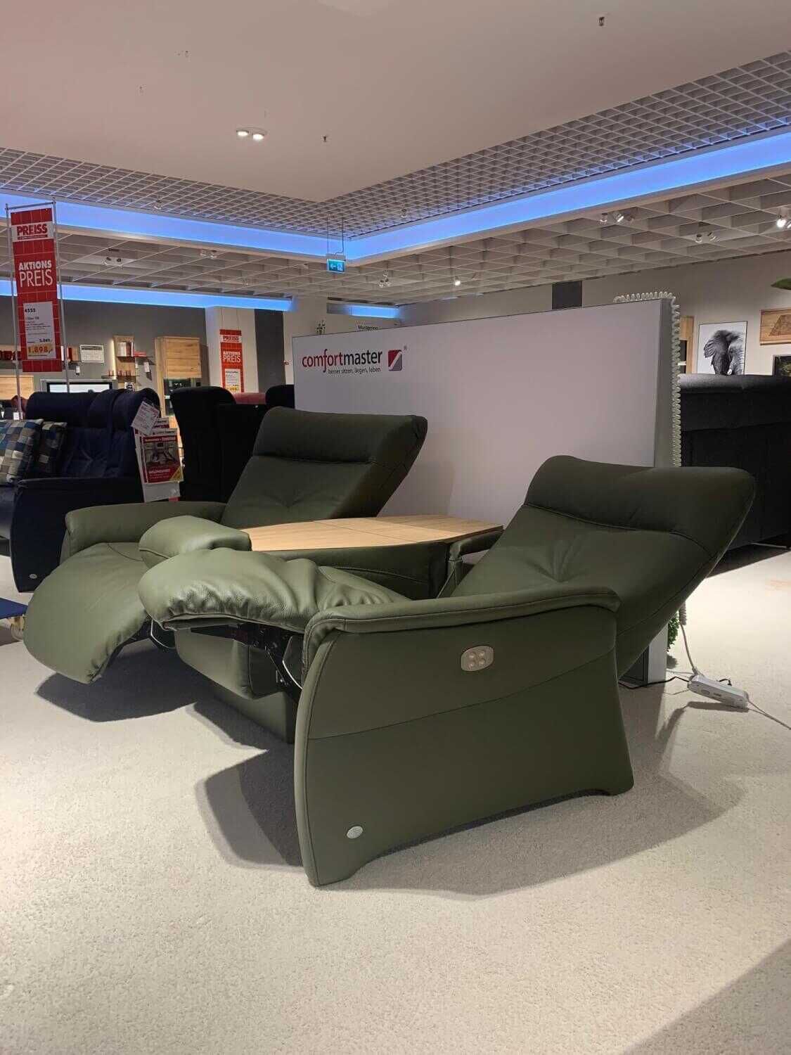 himolla - Garniturr 4525 Leder 24 Zypresse Grün mit 2 Sesseln 7503 - 6