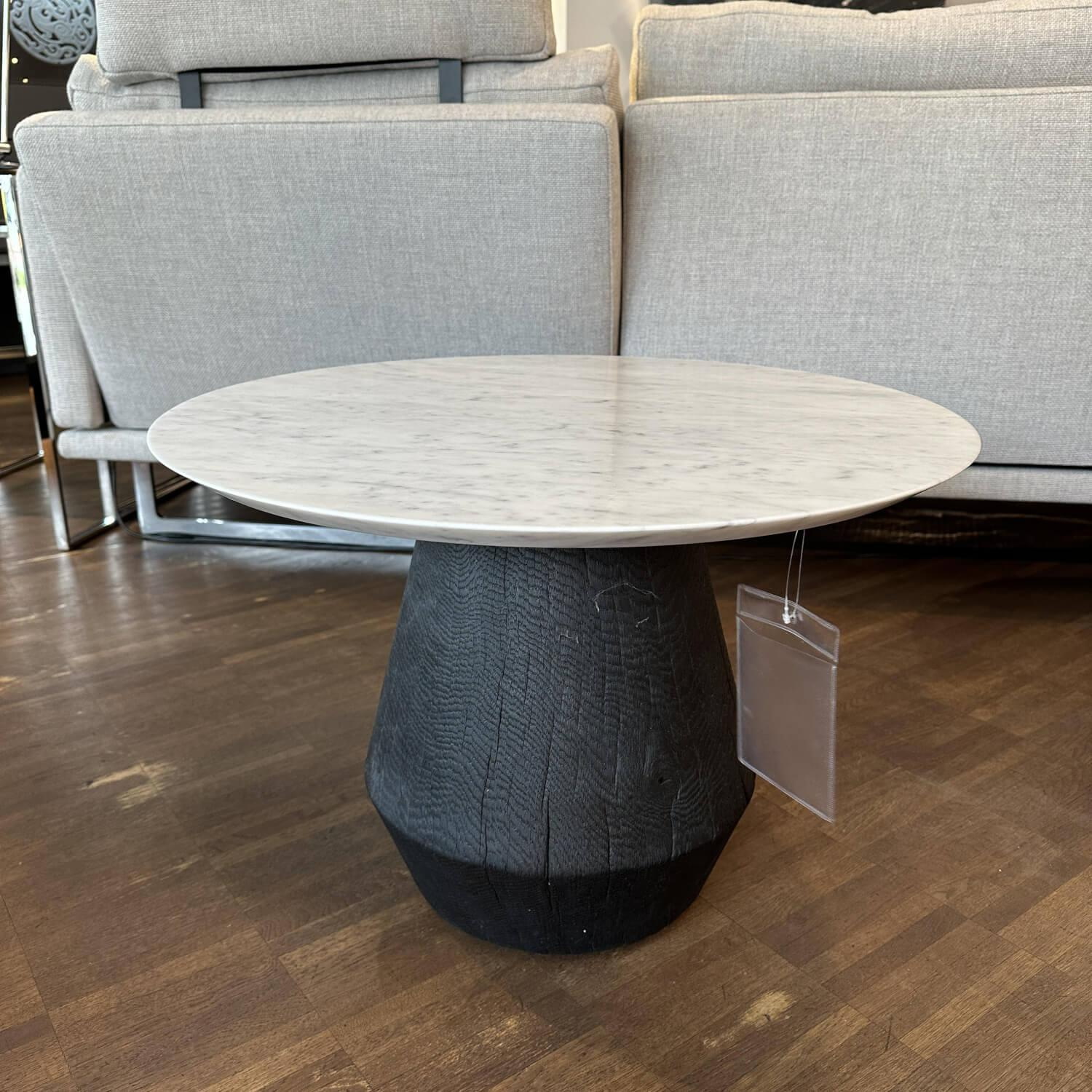 ASCO - Side table Ivy Natural stone top White Polished Solid wood cone Brand oak Black Oiled - 2