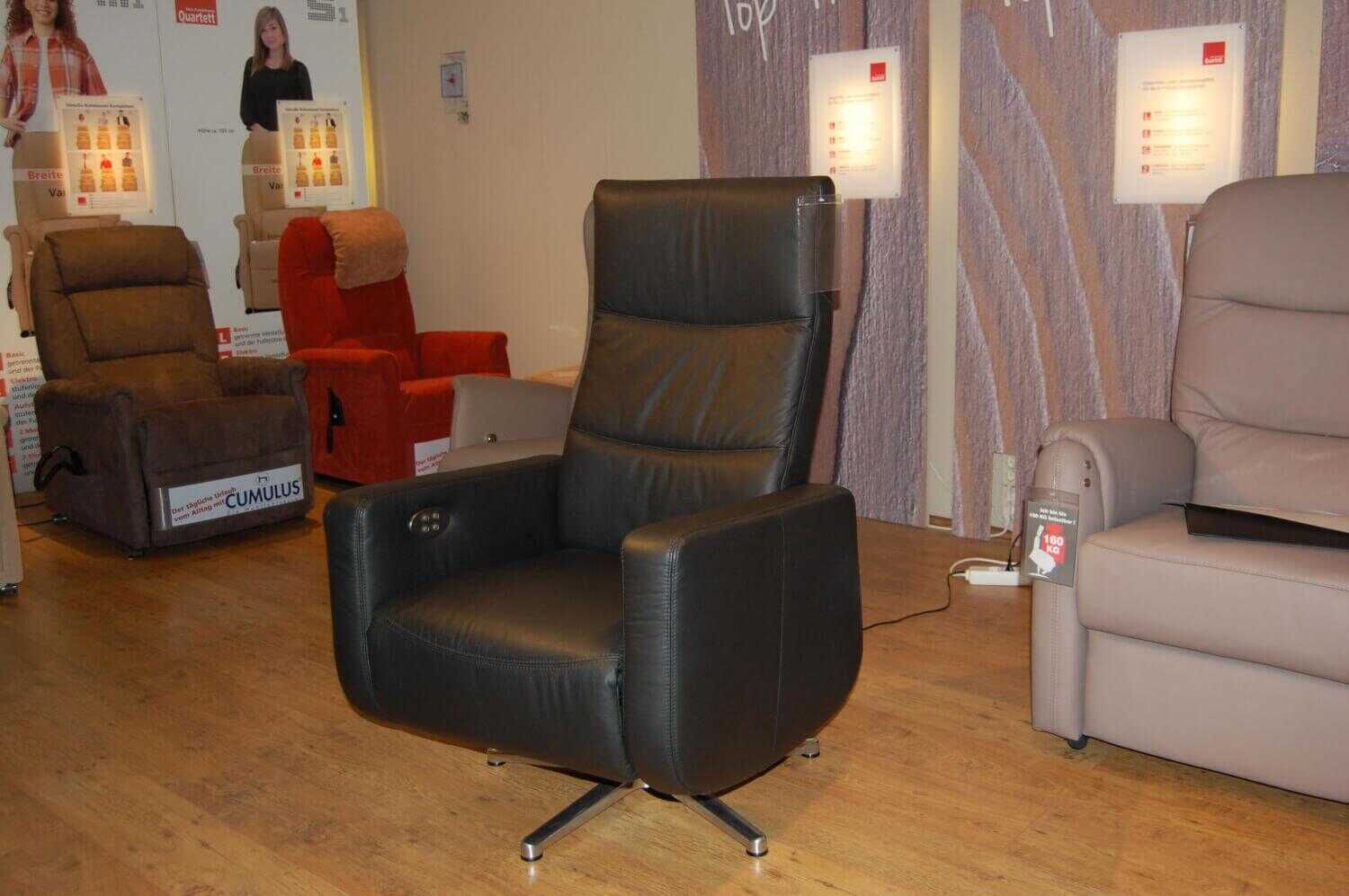 F+S Polstermöbel - Sessel Dreamline Leder 20 Meran Schwarz 2-Motorisch Akku - 7