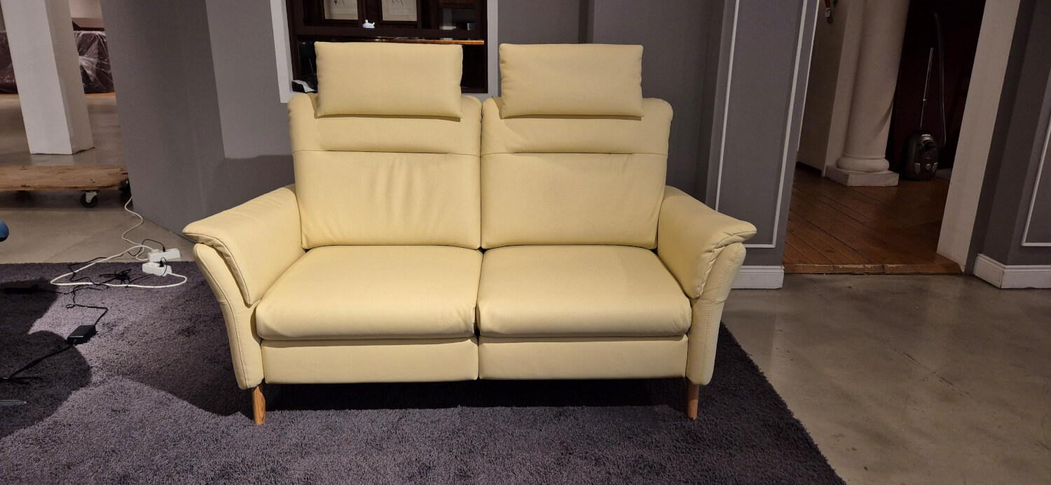 Activineo - Sofa Gerrit Leder Napoli Crema Beige Holzfuß Eiche Geölt mit Relaxfunktion - 2