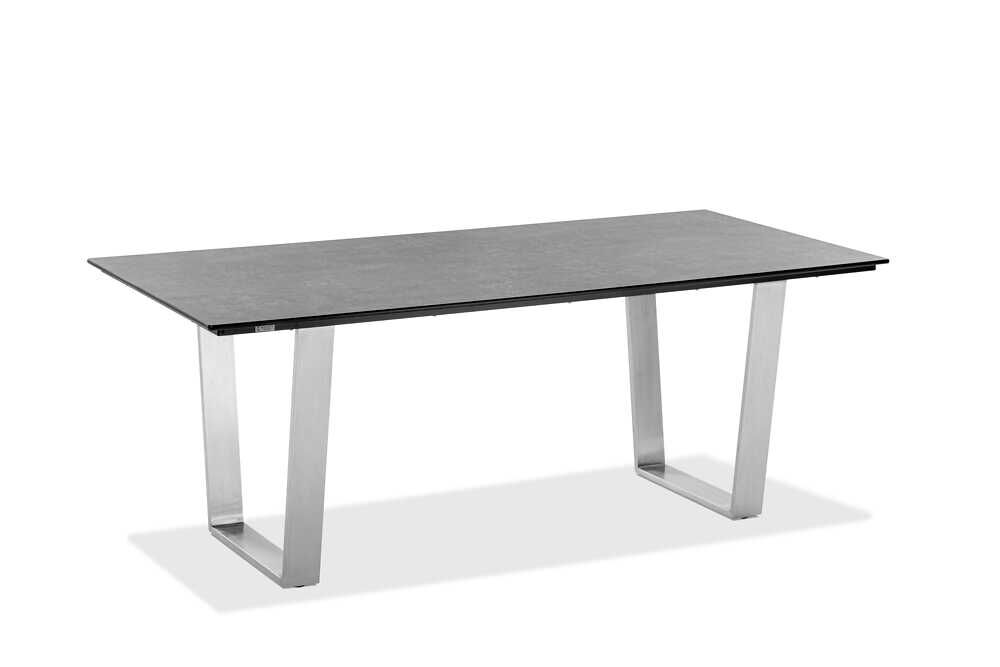 Tisch Noah Gestell Edelstahl Gebürstet Tischplatte HPL Beton