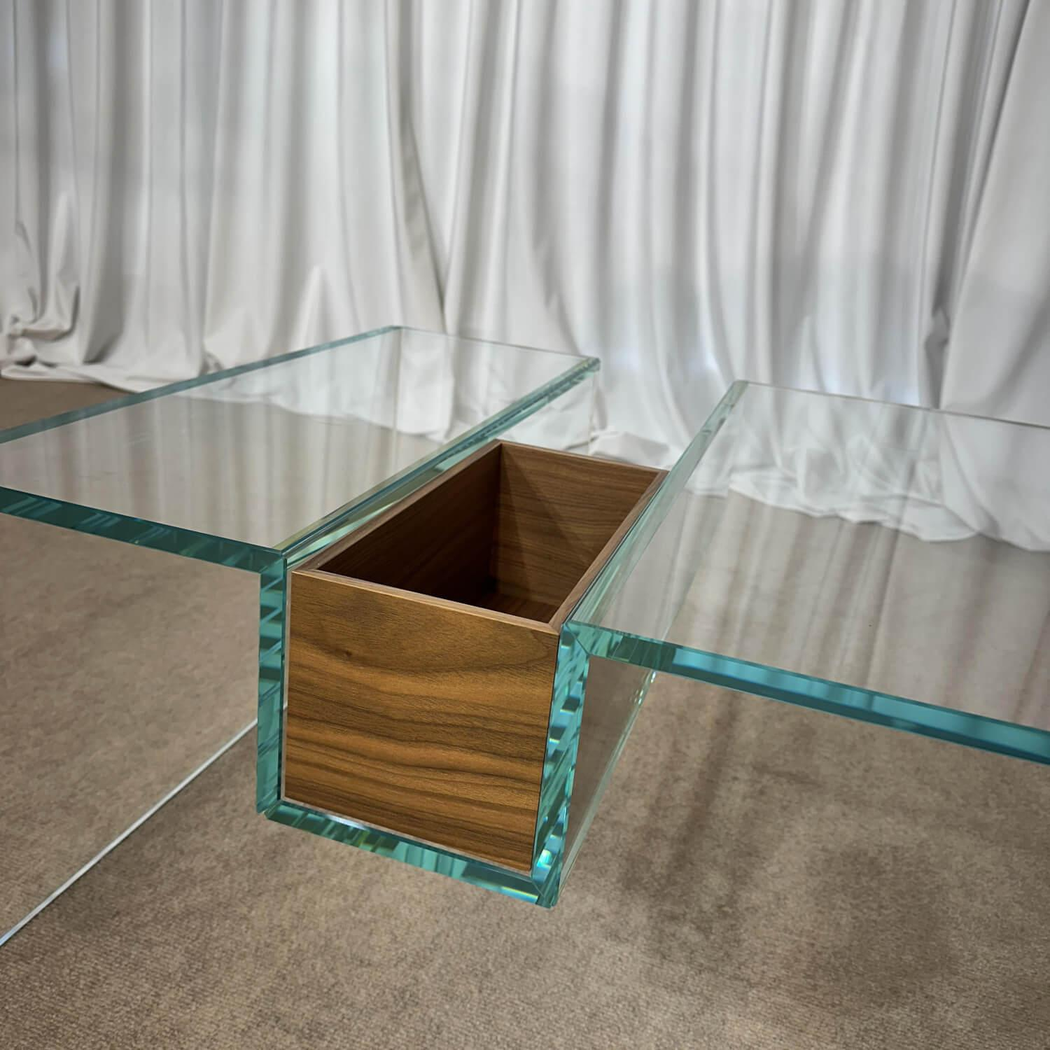 Domina - Couchtisch Glas Mit Holz Detail - 2