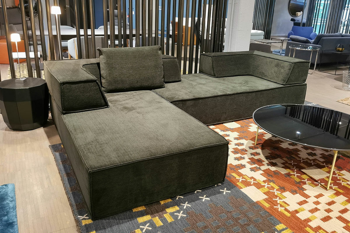 COR - Ecksofa Trio 300x200 Stoff 8144 Braun-Grün mit Rückenkissen - 4