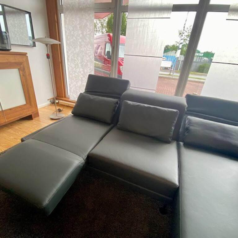 Brühl - Ecksofa Moule Medium Leder Unit 0095 Schwarz Kufe Schwarz Pulverbeschichtet - 5