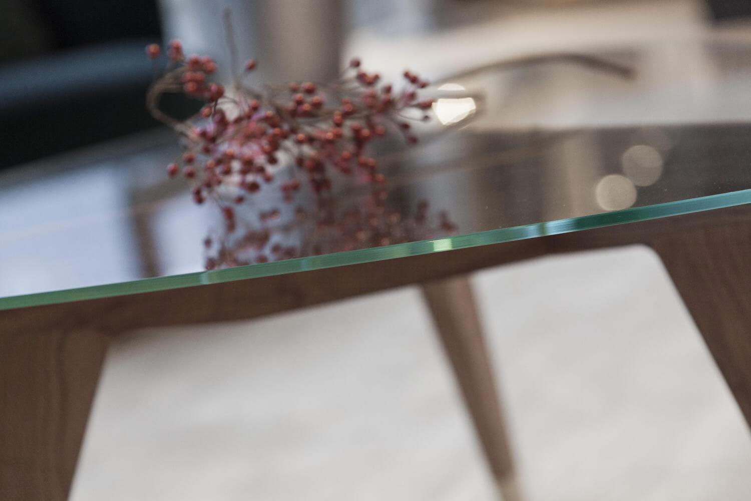 Abstelltisch Gio Ponti Platte Extraklares Transparentes Glas Gestell Palisanderkernholz