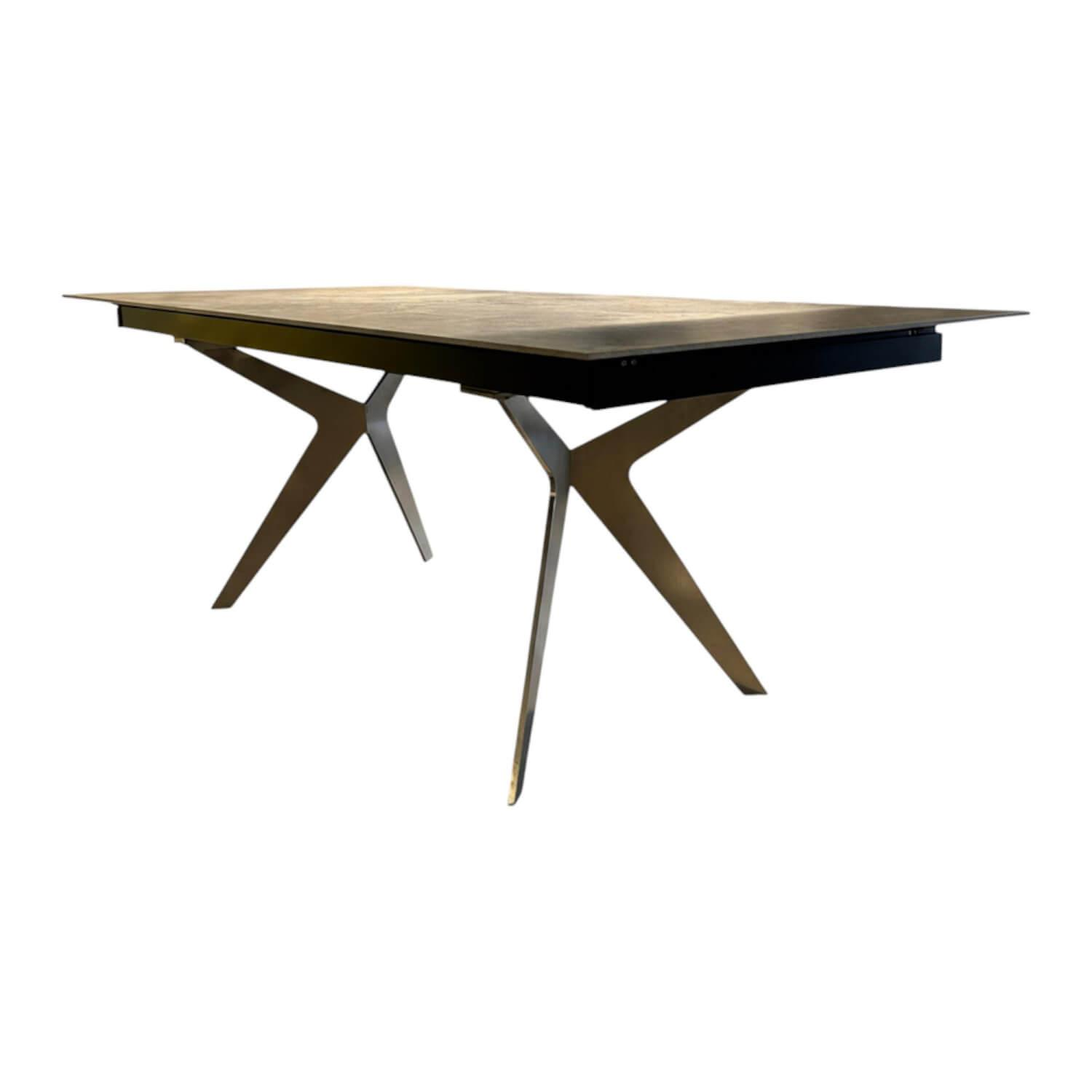 Zumsteg - Ausziehtisch Lana Platte Keramik Orix Grau Gestell Edelstahl CNS Dekton Mit Synchronauszug - 1