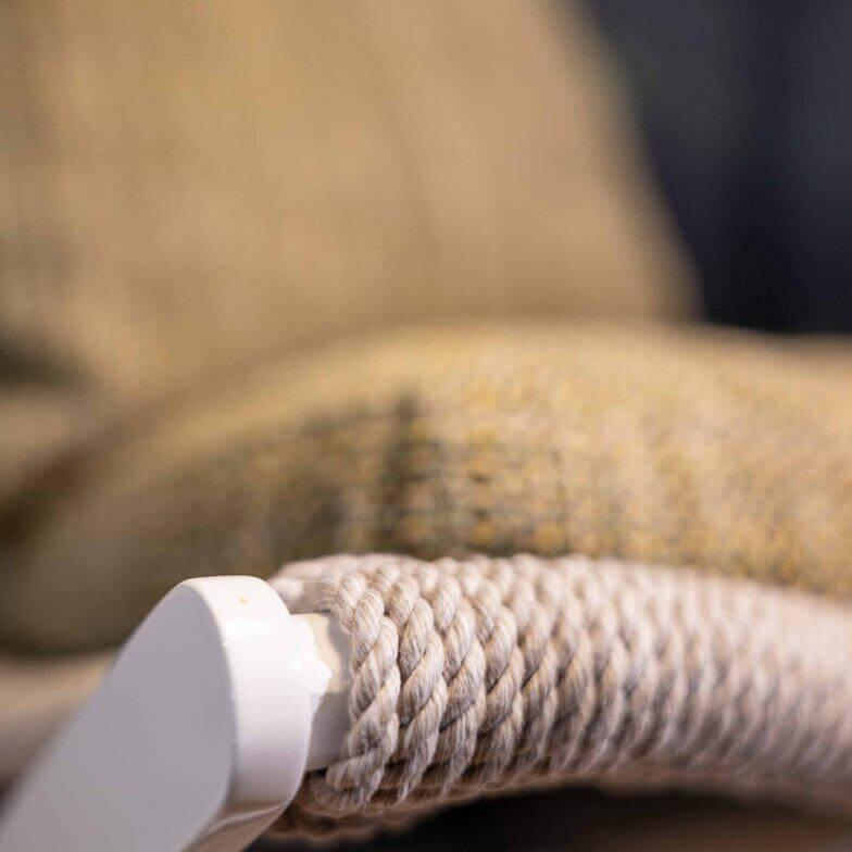 Flexform - Sessel Peter Outdoor Gestell Weiß Kordel Matt Eis Inklusive Kissen Stoff Cora Grün - 2