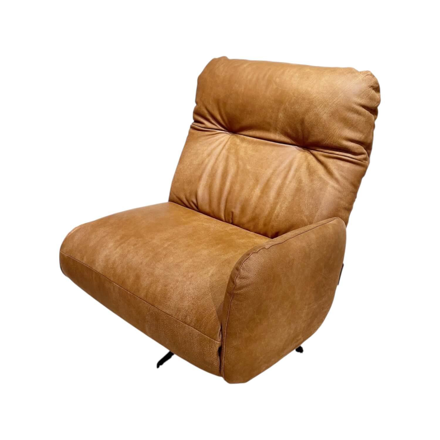 Contur - Loungesessel Lovere Naturleder Nevada Whiskey Braun Sternfuß Metall Schwarz Beschichtet - 1
