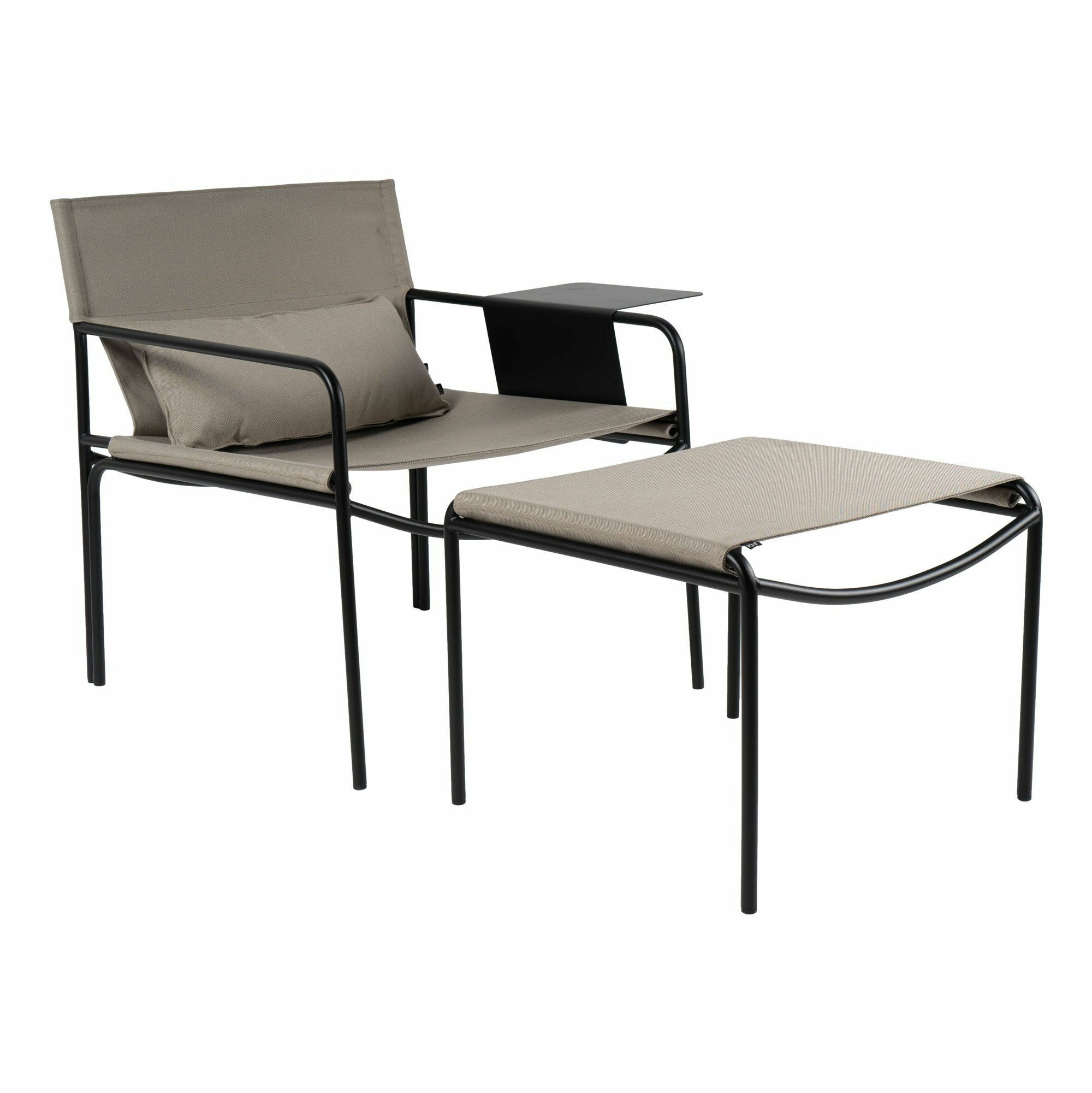 KFF - Sessel Pool Outdoor Stoff Mare Taupe Grau Gestell Edelstahl Pulverbeschichtet Schwarz - 1