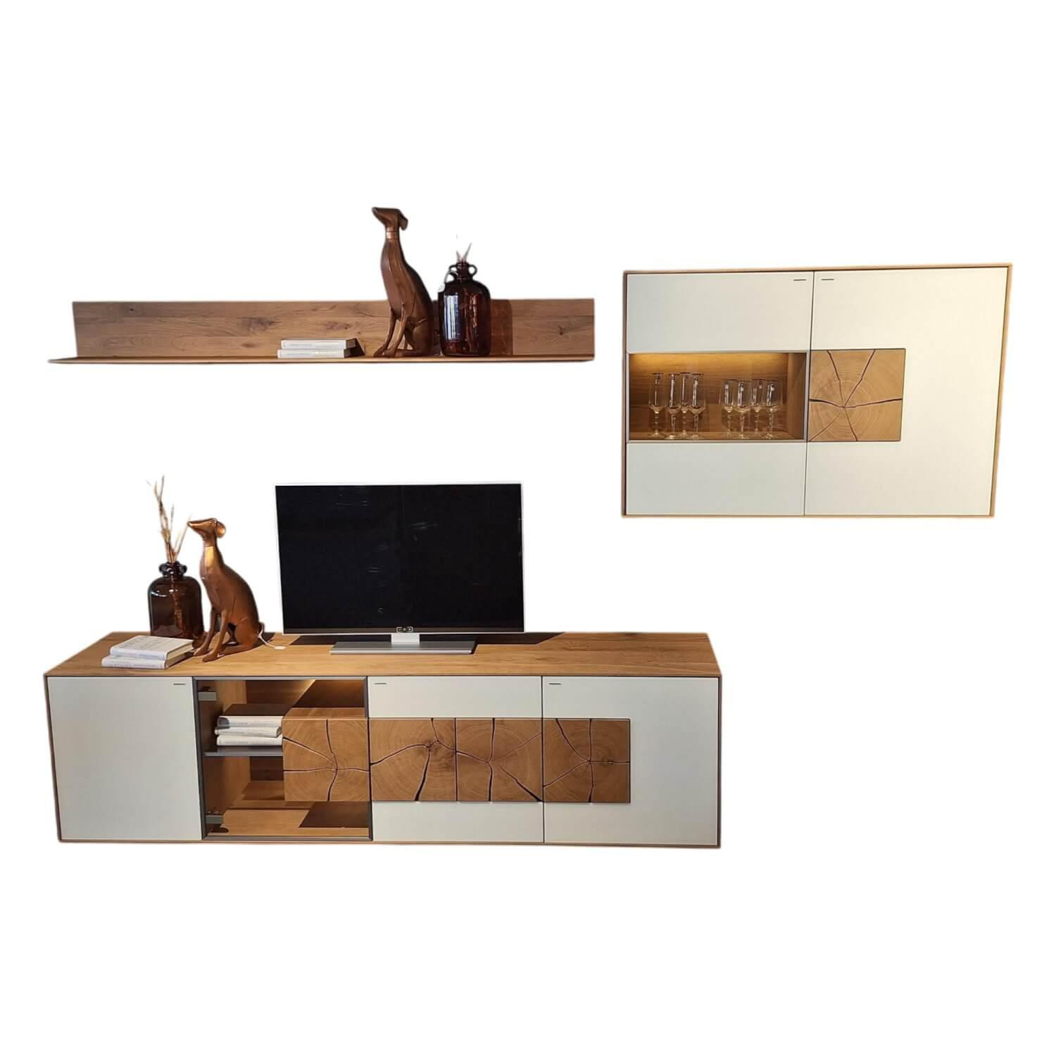 Hartmann - Wohnwand Caya Glas Weiß Kerneiche Umato - 1