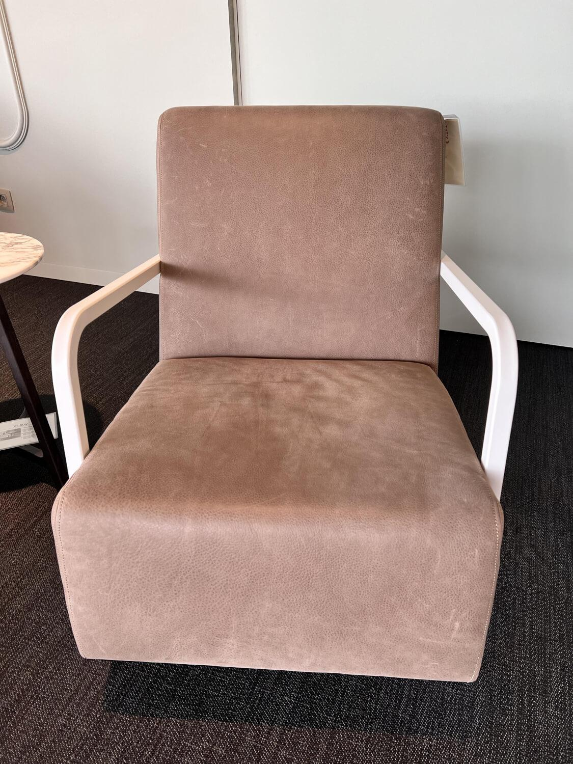 Durlet - Sessel Bertus Leder Tundra 600 Choco Braun Metallgestell Weiß Lackiert - 3