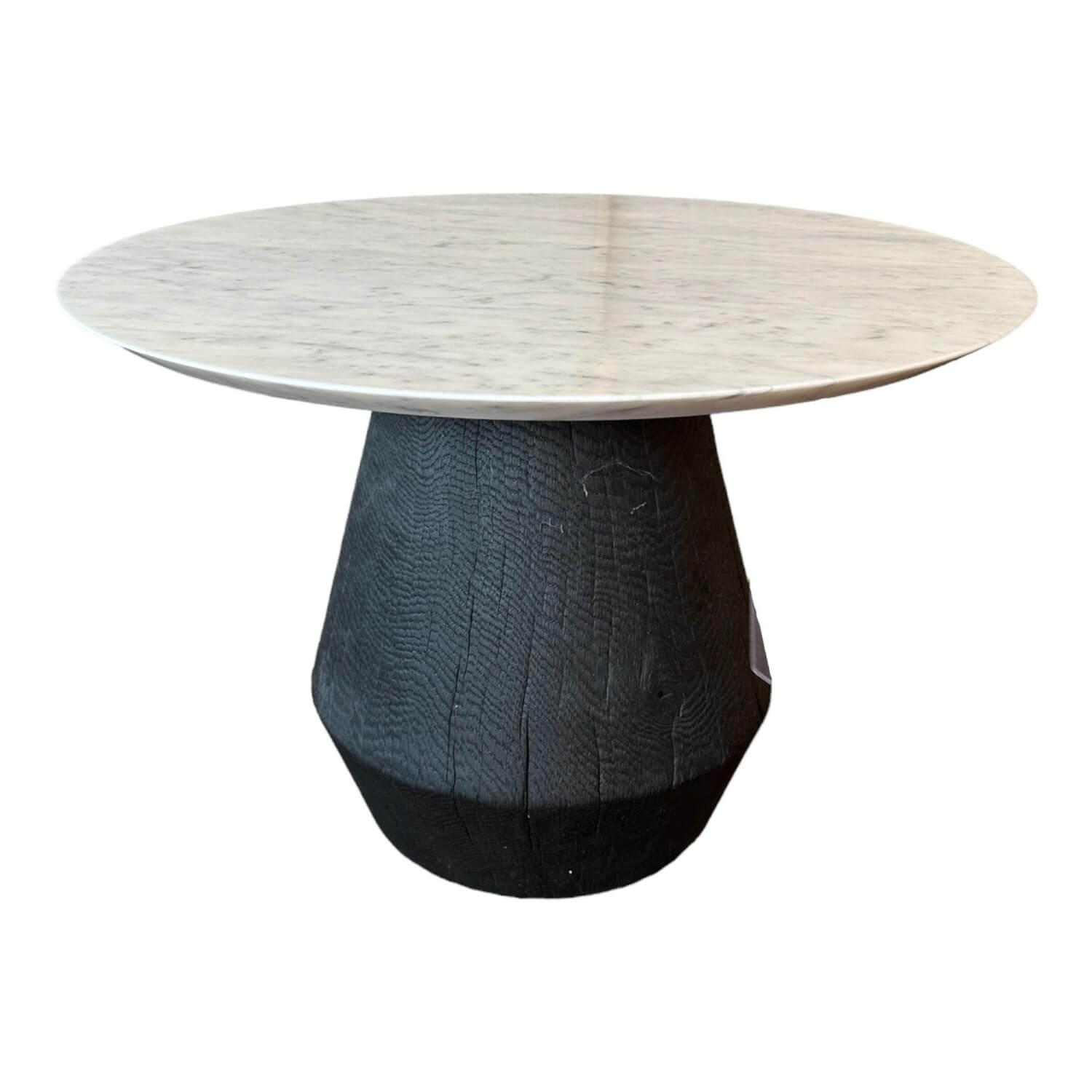 ASCO - Side table Ivy Natural stone top White Polished Solid wood cone Brand oak Black Oiled - 1