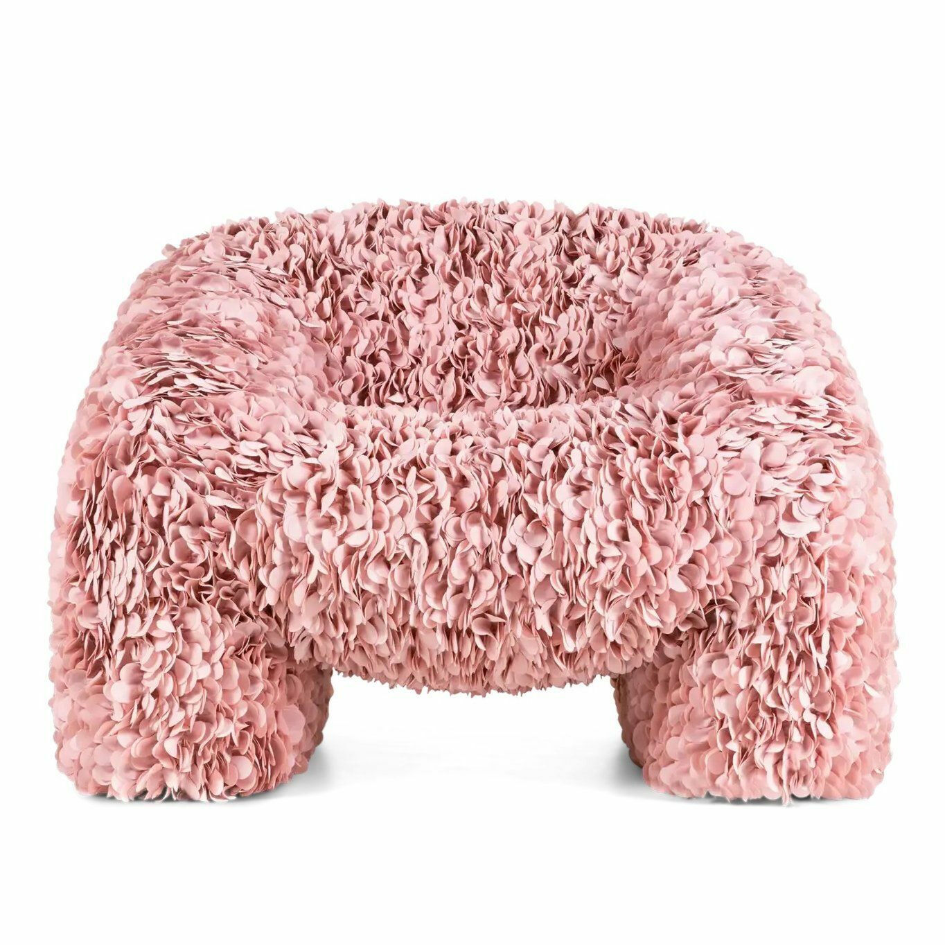 Moooi - Armlehnstuhl Hortensia Stoff Petal Pink Rosa Gestell Metall Kunststofffüße Schwarz Grau Mit Filzgleitern - 1
