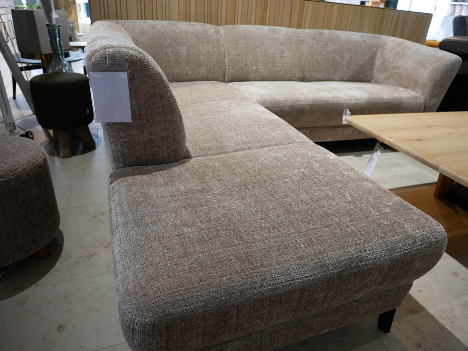 Ponsel - Ecksofa Kampen S 453 Stoff 0736/09 Beige Grau Füße Struktur Schwarz - 4