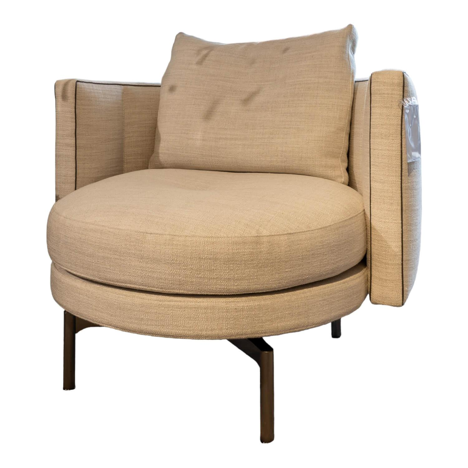 Minotti - Sessel Torii Medium Stoff Dry Col. 02 Ecru Keder Eco Leder Fumo - 1