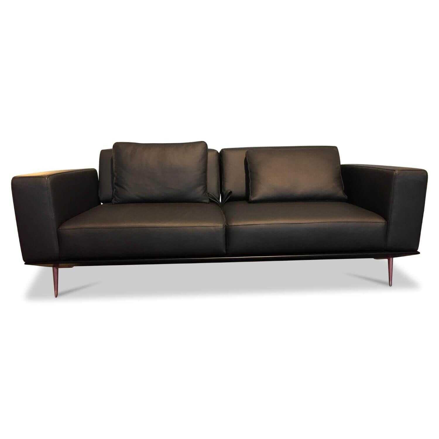Franz Fertig - Schlafsofa Milan Nappaleder S Schwarz mit Verstellfunktionen und 2 Kissen - 1