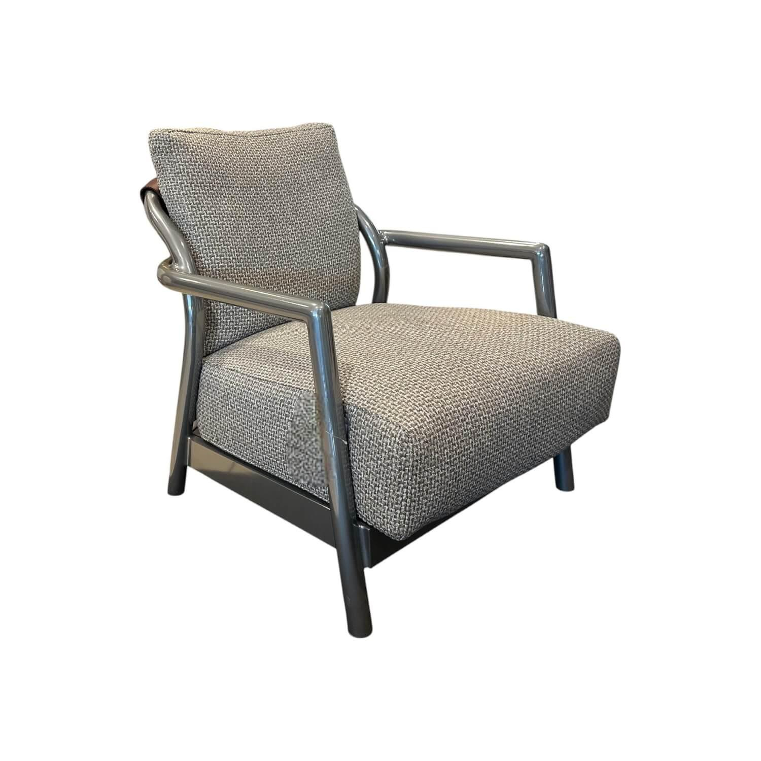 Flexform - Outdoorsessel Alison Stoff Cacus A73 Grau Und Leder Polyurethan Eva Bordeaux Rot Gestell Aluminium Grau Lackiert - 1
