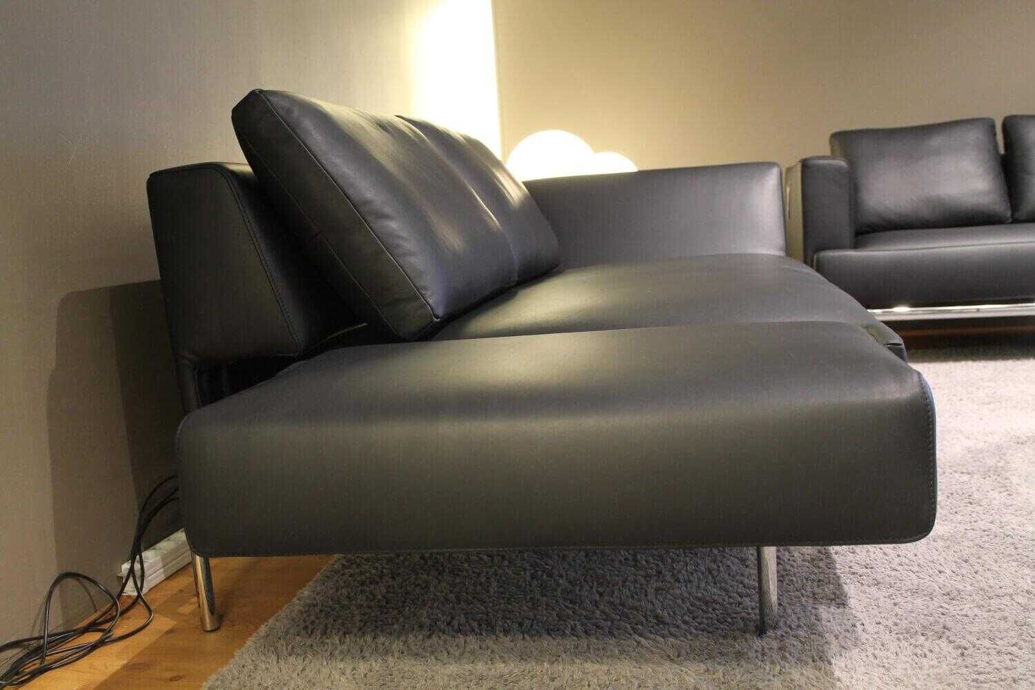 FSM - Garnitur Easy Leder T 99 Schwarz Füße Verchromt 2 Sofas mit Verstellfunktion - 4