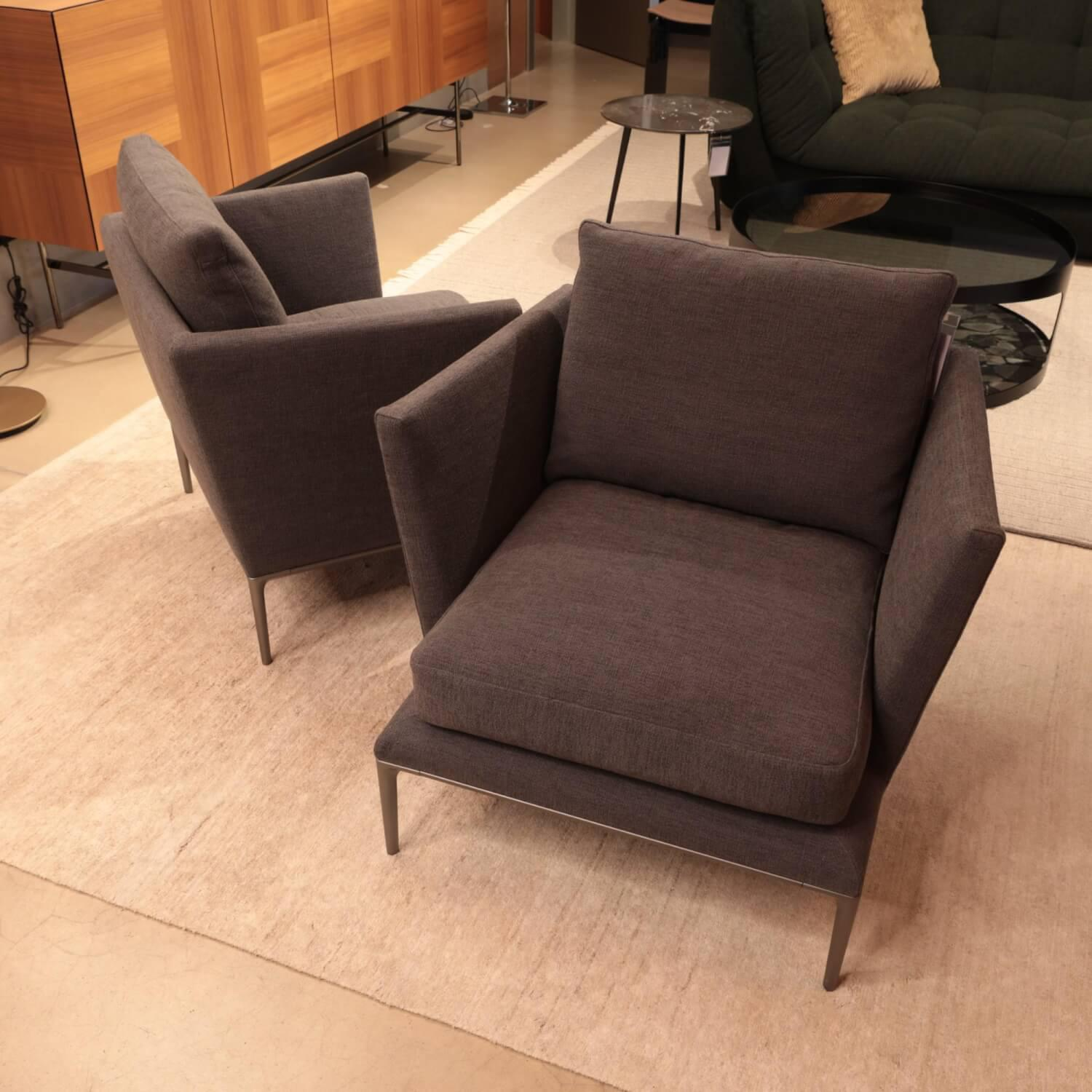 B&B Italia - 2er Set Sessel Atoll AT84 Stoff Sara Anthrazit 2625153 Gestell Hartzinn Lackiert 0259V - 3