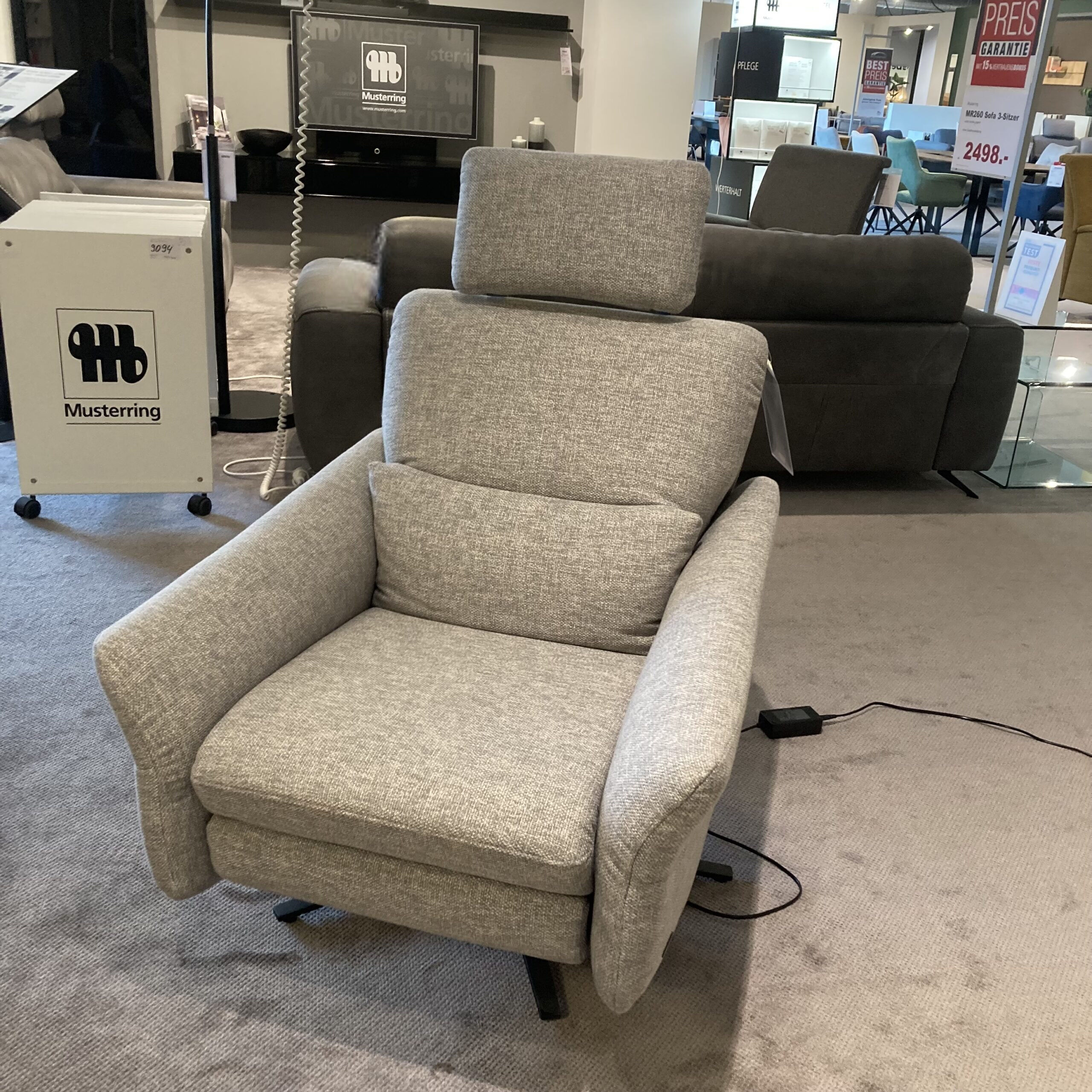 himolla - Garnitur Haarbach Stoff Bodyflu 8 Aqua Grau Gestell Metall Anthrazit Mit Sessel - 3