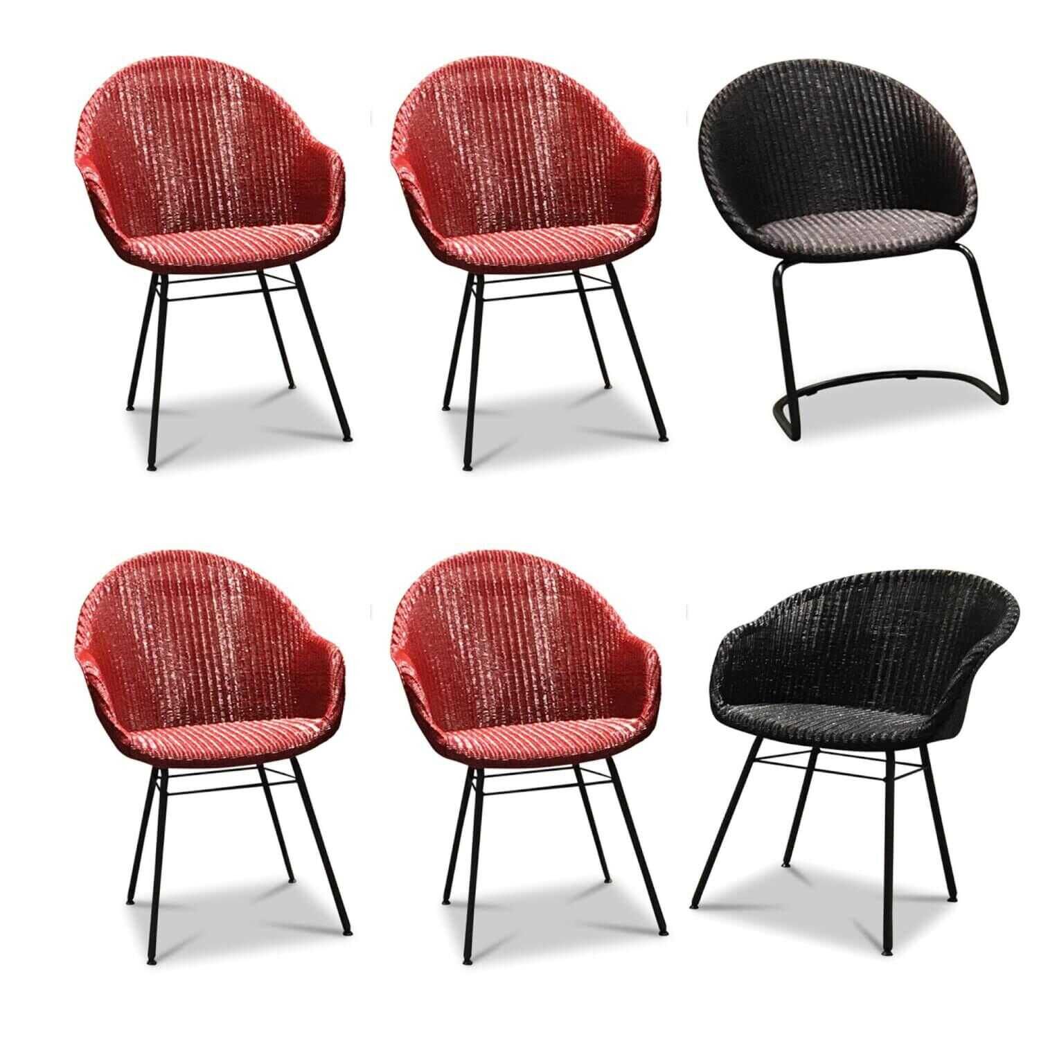 Vincent Sheppard - 6er Stuhl Set Avril Avril HB Joe Rot Schwarz - 1