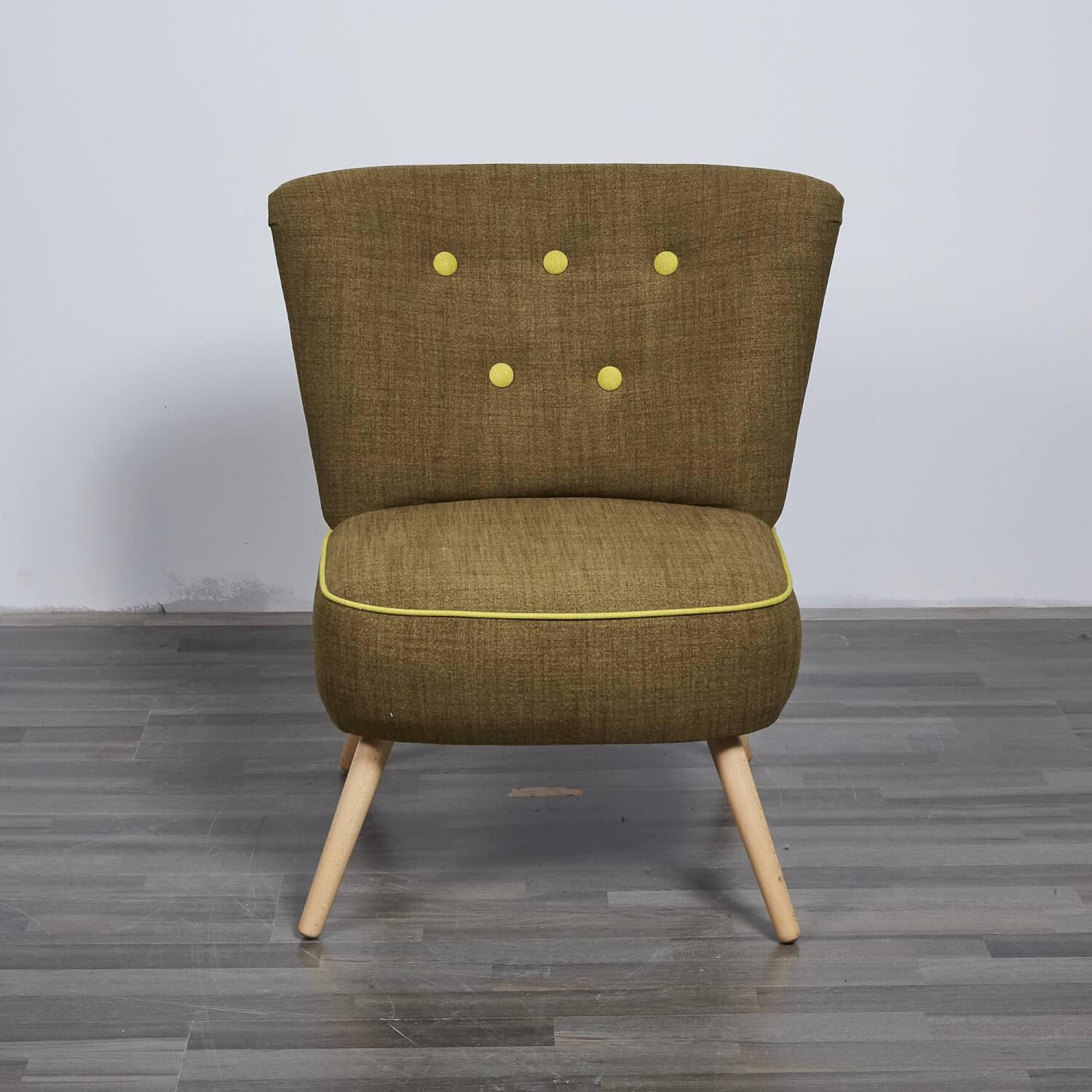 Max Winzer - Sessel Stoff Grün Mit Hellen Knöpfen Gestell Holz - 7