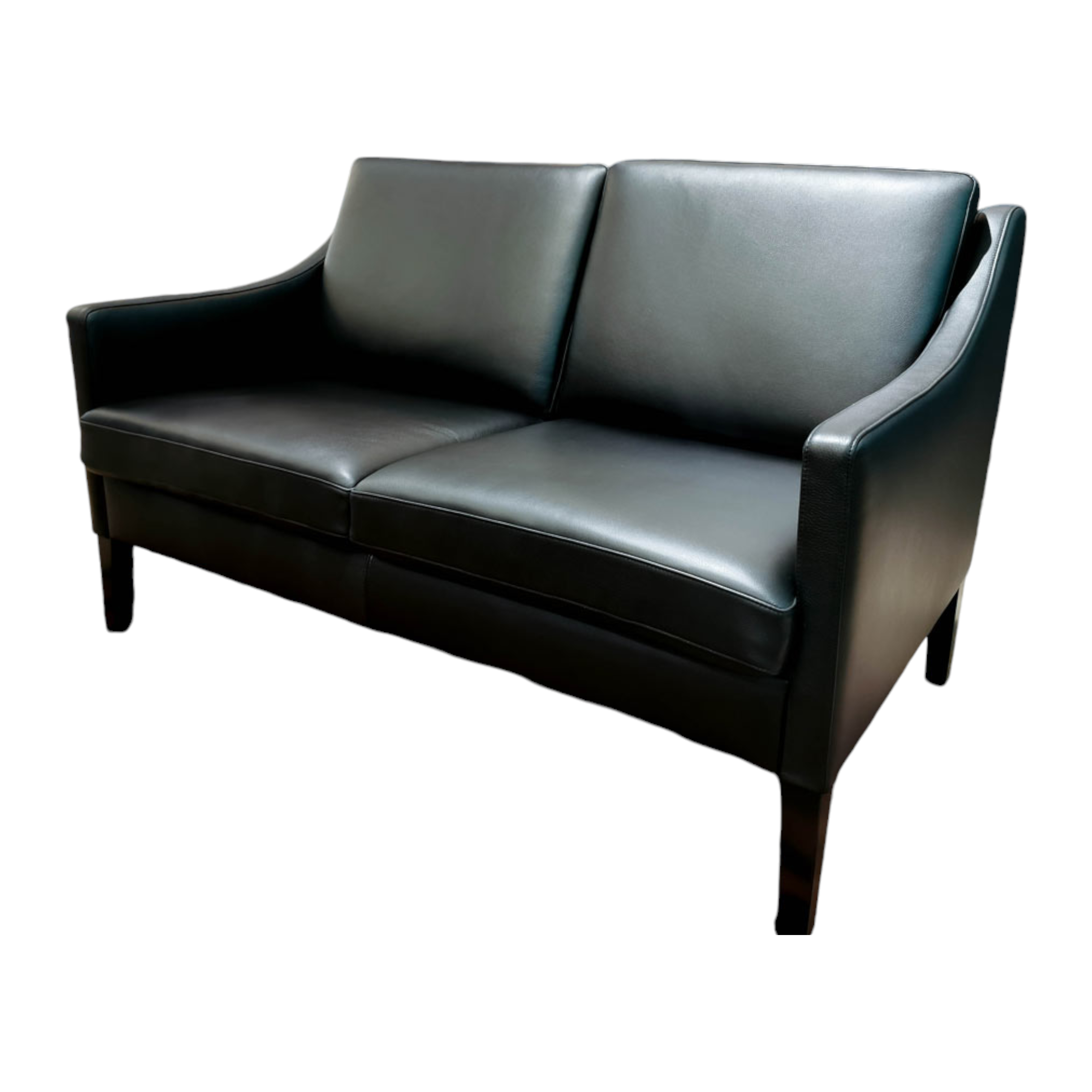 Werther - Sofa Nelson Leder L7031D Schwarz Gestell Schwarz Gebeizt - 1