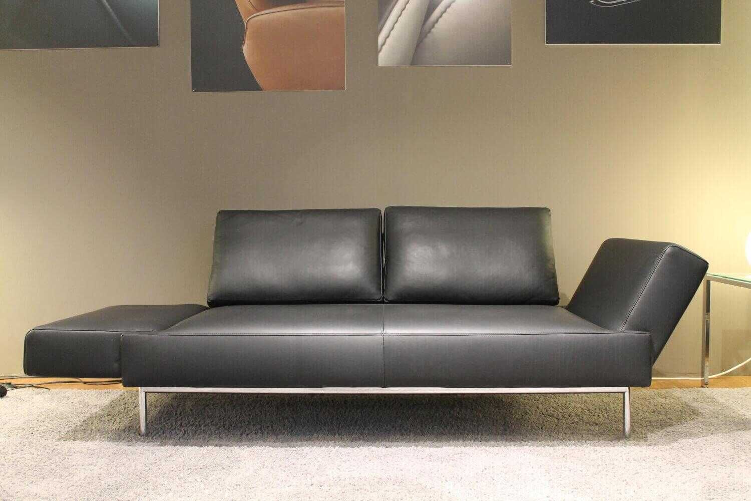 FSM - Garnitur Easy Leder T 99 Schwarz Füße Verchromt 2 Sofas mit Verstellfunktion - 3