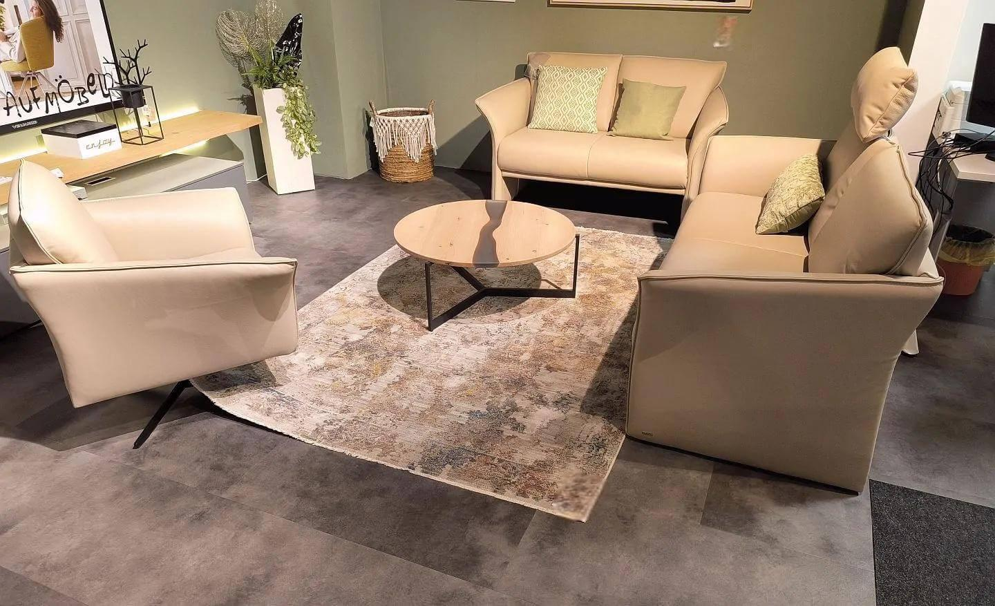 Koinor - Polstergarnitur Wendy Leder X Happy Almond Braun Beige Fuß Metall Schwarz Matt - 3