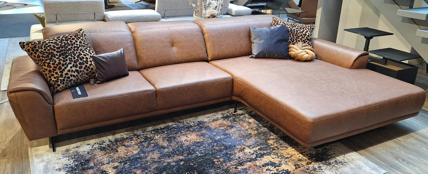 Candy - Ecksofa Santo Leder Vincenza Braun ohne Dekokissen - 7