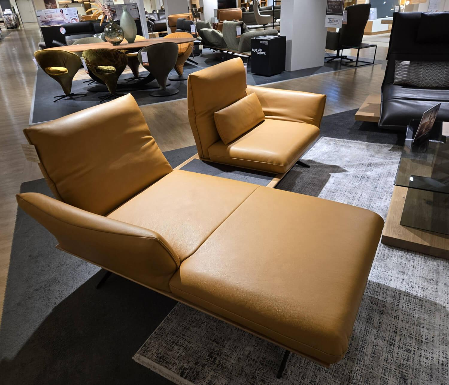 Koinor - Ecksofa Ceda Leder B Bonito Sole Gelb Metallkufe Schwarz Matt Pulverbeschichtet Inklusive Zwischentisch Und Nierenkissen - 4