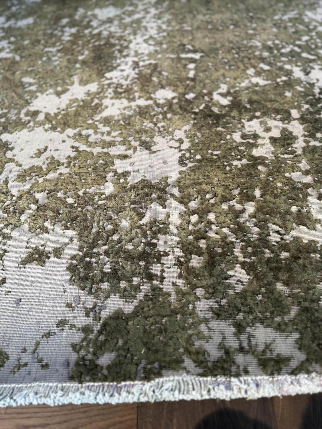 Remade - Carpet Persion 265x190 Art Edition High Wool Content Tabriz Persian Green White Brushed And Dyed - 3