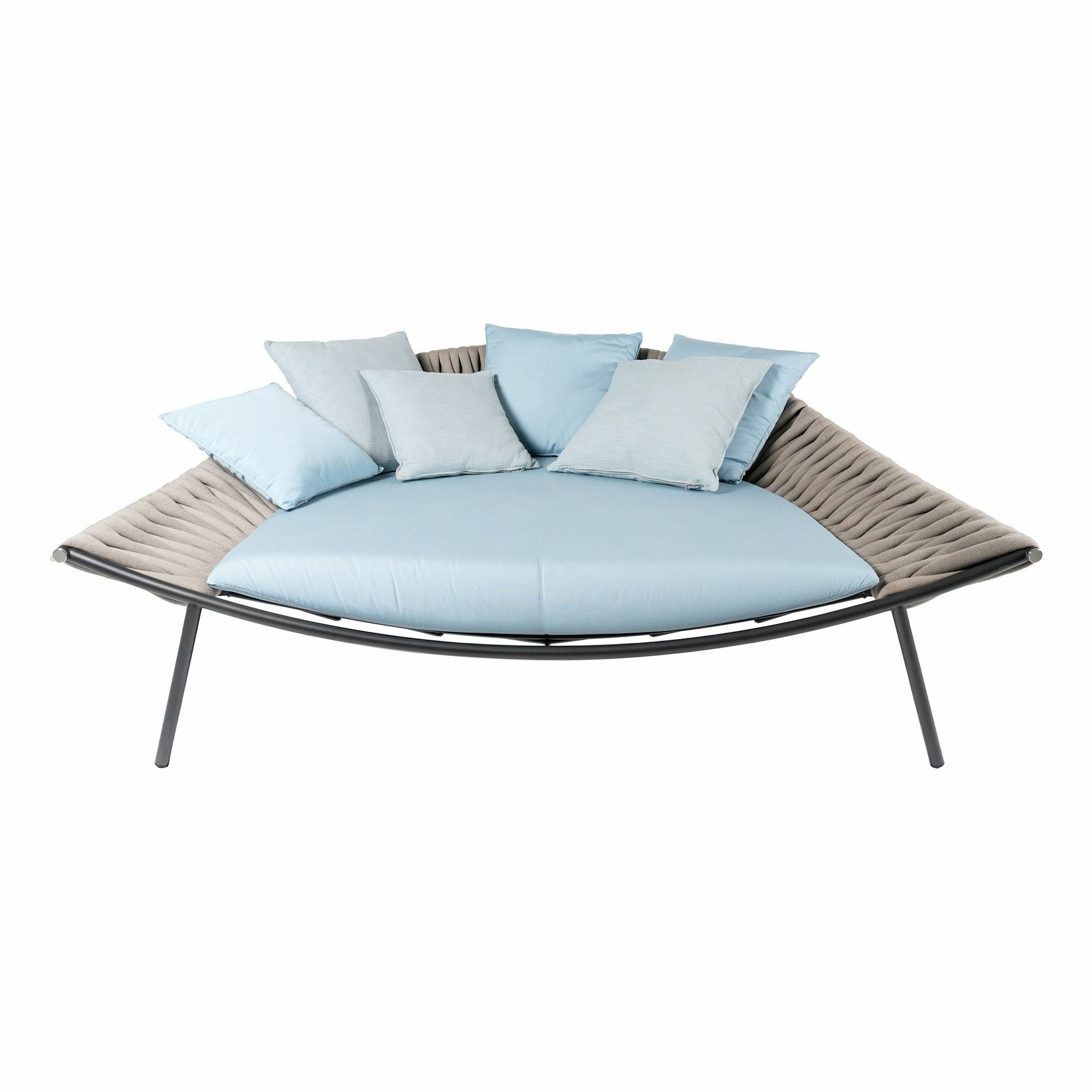 RODA - Daybed Arena Geflecht Polyester-Schnur Grey-Sand 12 Metallgestell Rundrohr Smoke 01 - 4