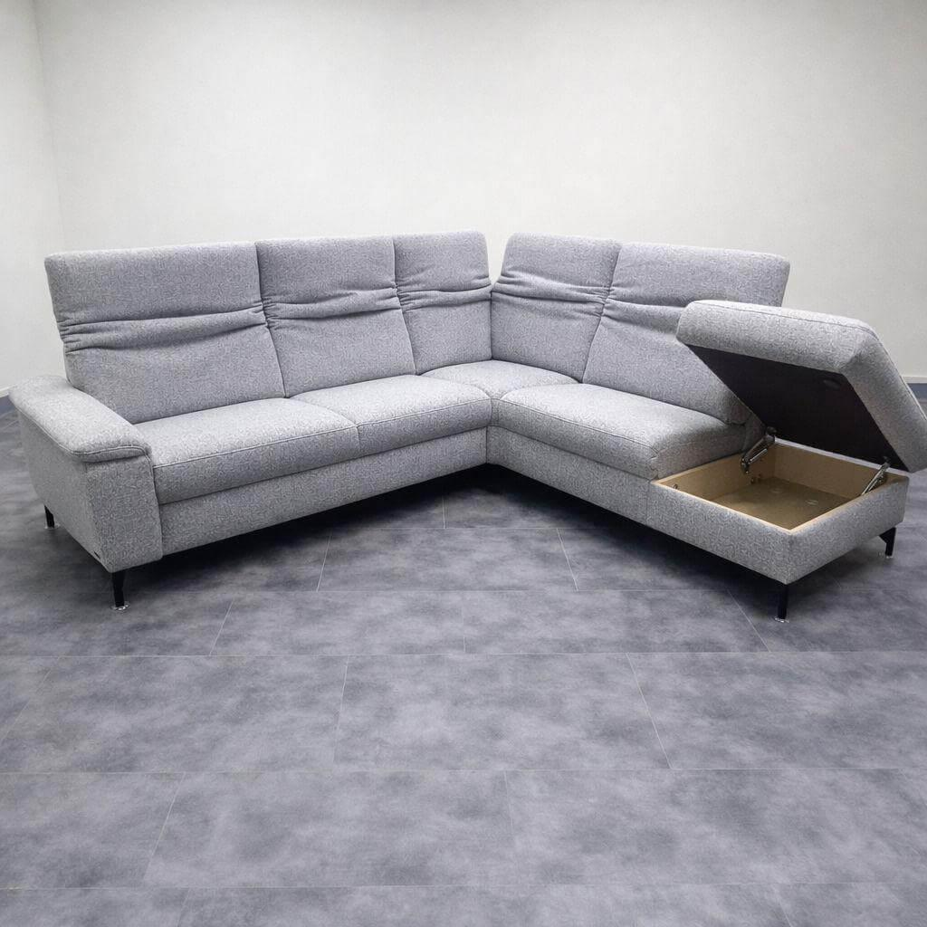 himolla - Ecksofa 2,5-Sitzig 1590 Stoff 10Bahama Ashgrey Grau Kopfteil Manuell Verstellbar Gestell Metall Pulverbeschichtet Anthrazit - 7