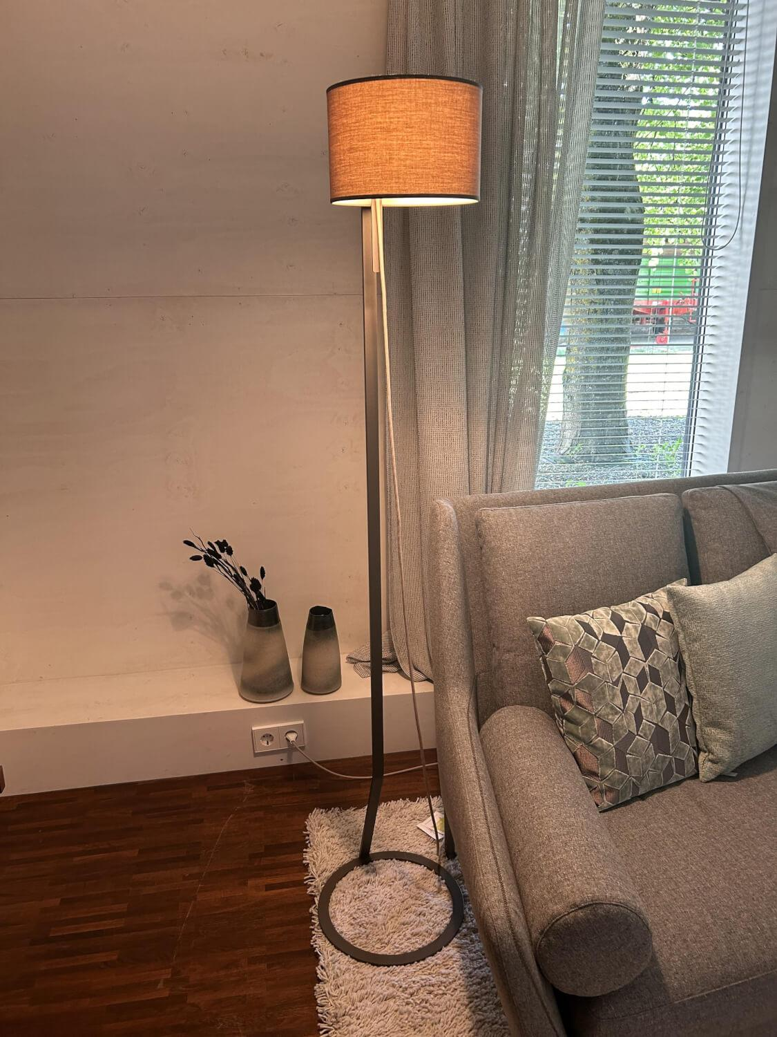 Steng - Stehleuchte Loft Floor Schirm Maroon Beige Rot Gestell Metall Graubraun Matt Schirm Magnetisch Höhenverstellbar - 4