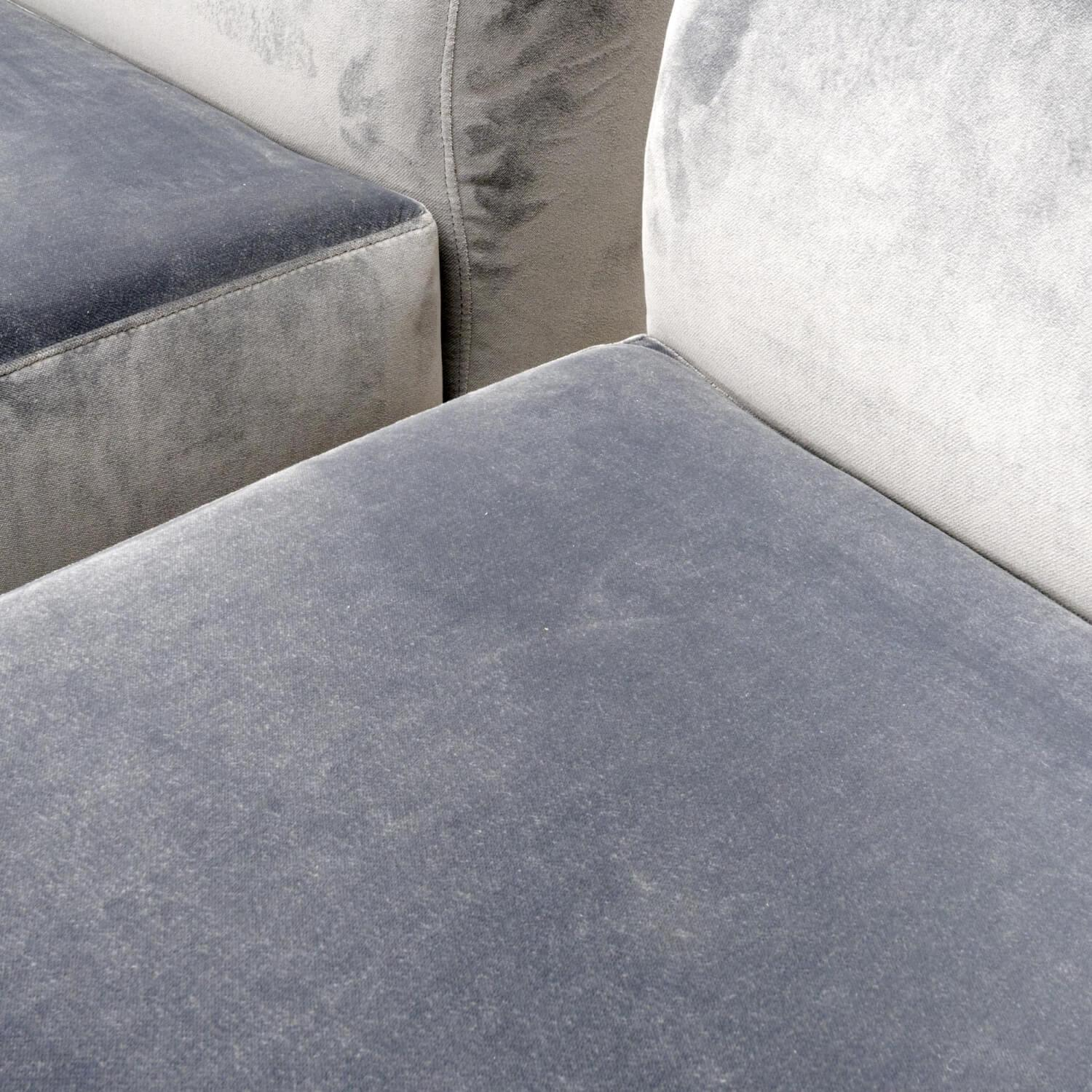 Bielefelder Werkstätten - 2er-Set Bank Polo Dining Stoff City Velvet Reloaded Grau Gestell Esche Schwarz Gebeizt Mit Vorstellkissen - 7